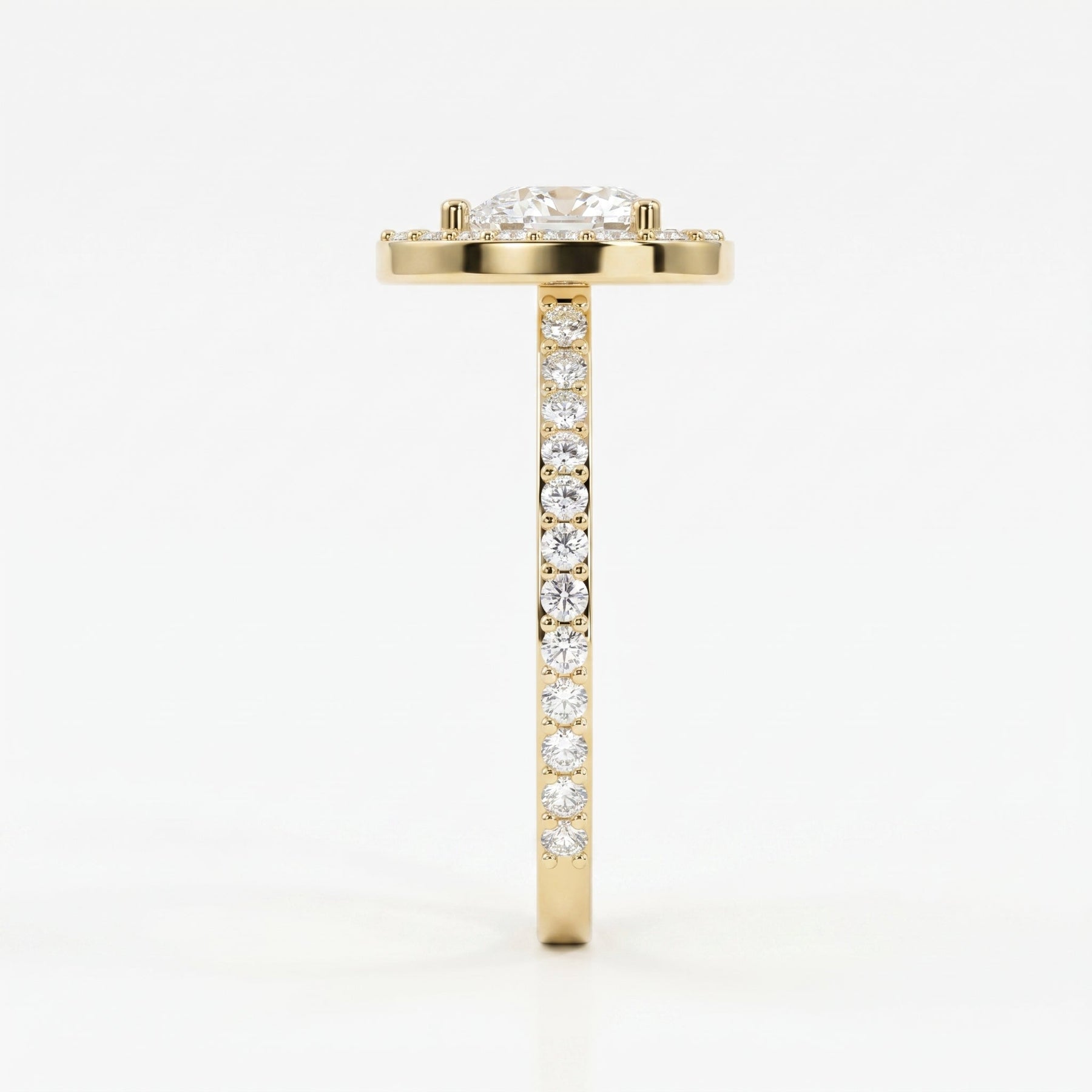 Heart Shape Diamond Halo Ring with Pavé Engagement Ring