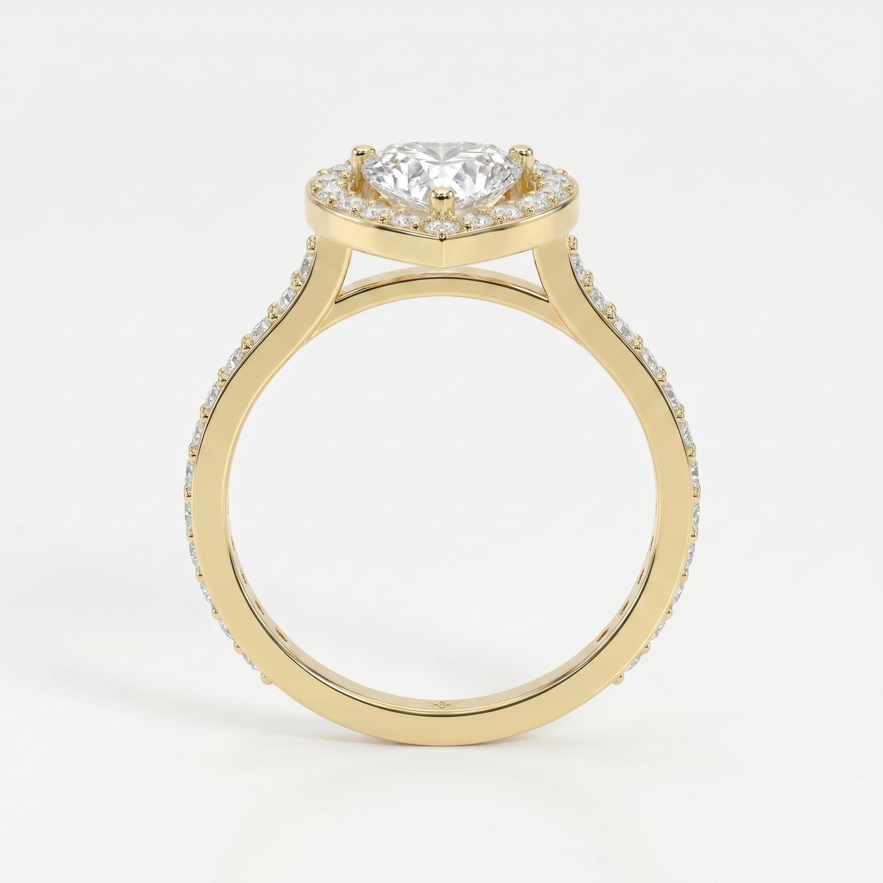 Heart Shape Diamond Halo Ring with Pavé Engagement Ring