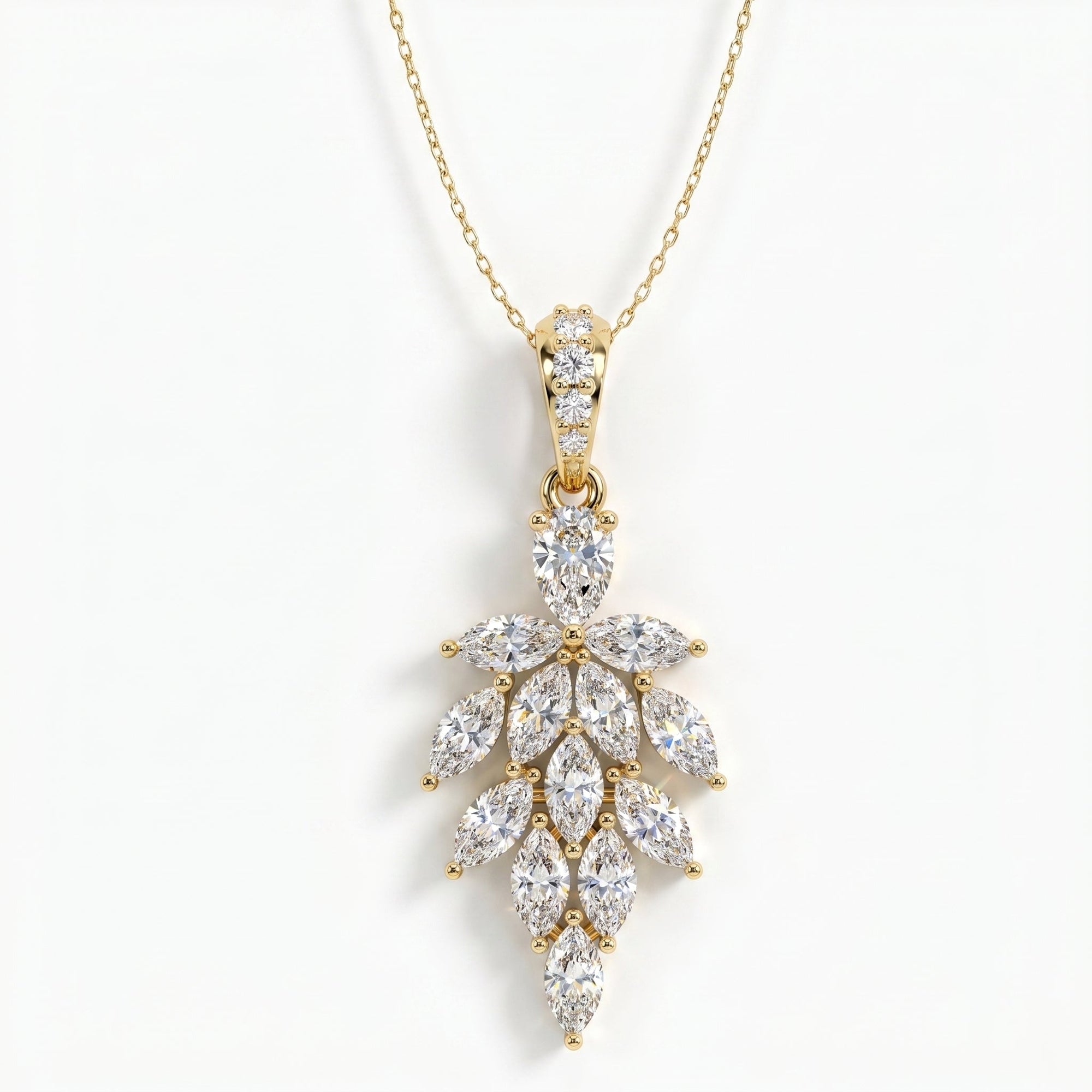 Marquise & Pear Cut Diamond Floral Pendant Necklace