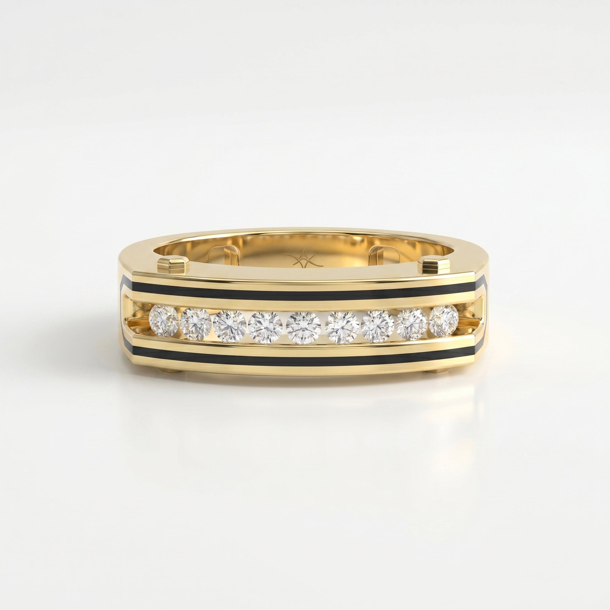 Round Diamond Onyx Channel Men's Ring
