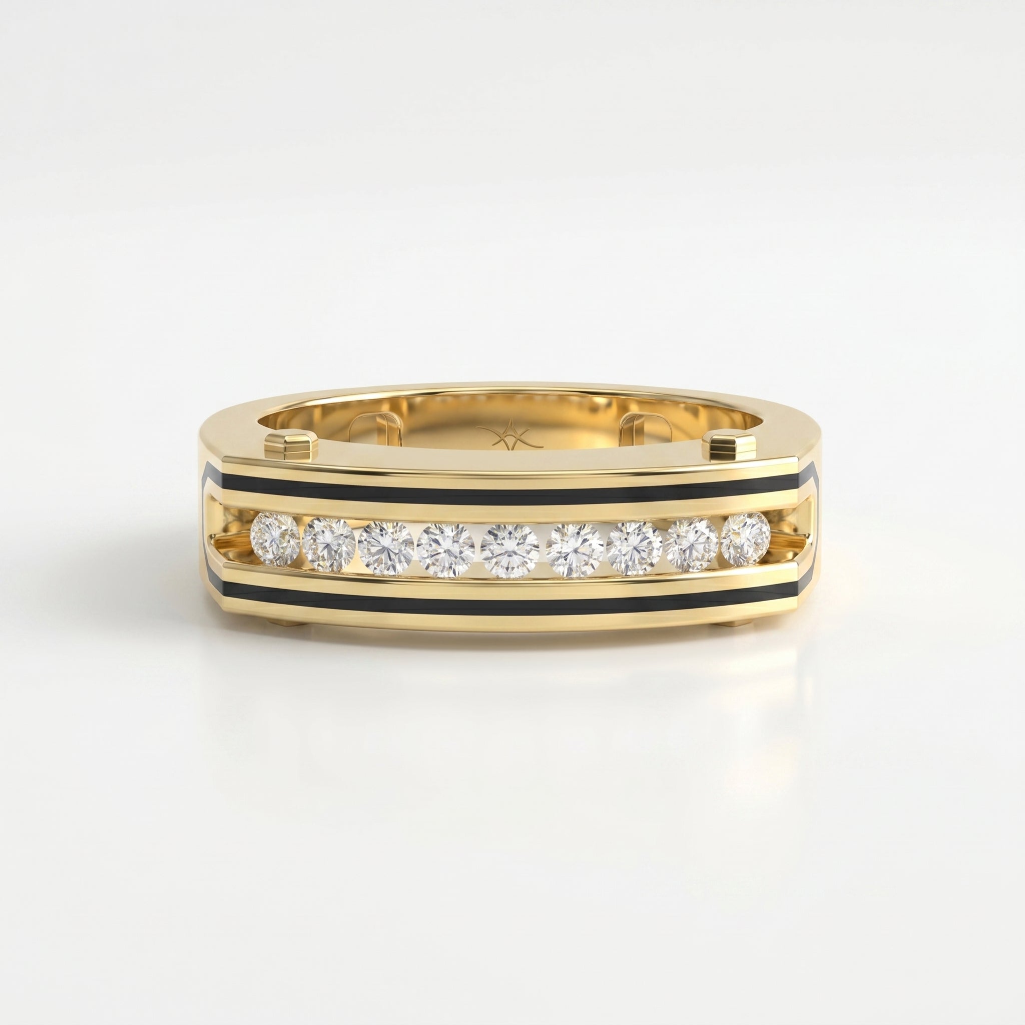 Round Diamond Onyx Channel Men's Ring