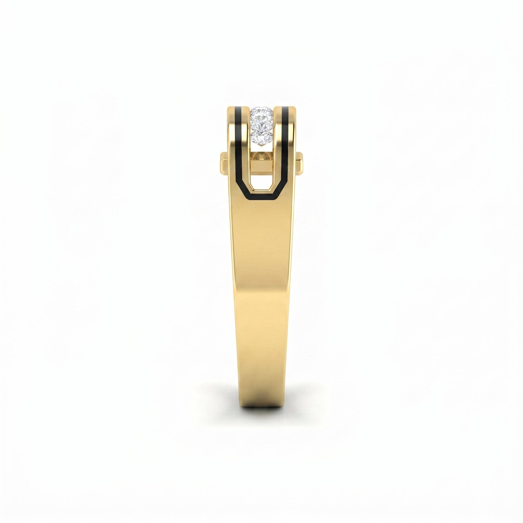 Round Diamond Onyx Channel Men's Ring