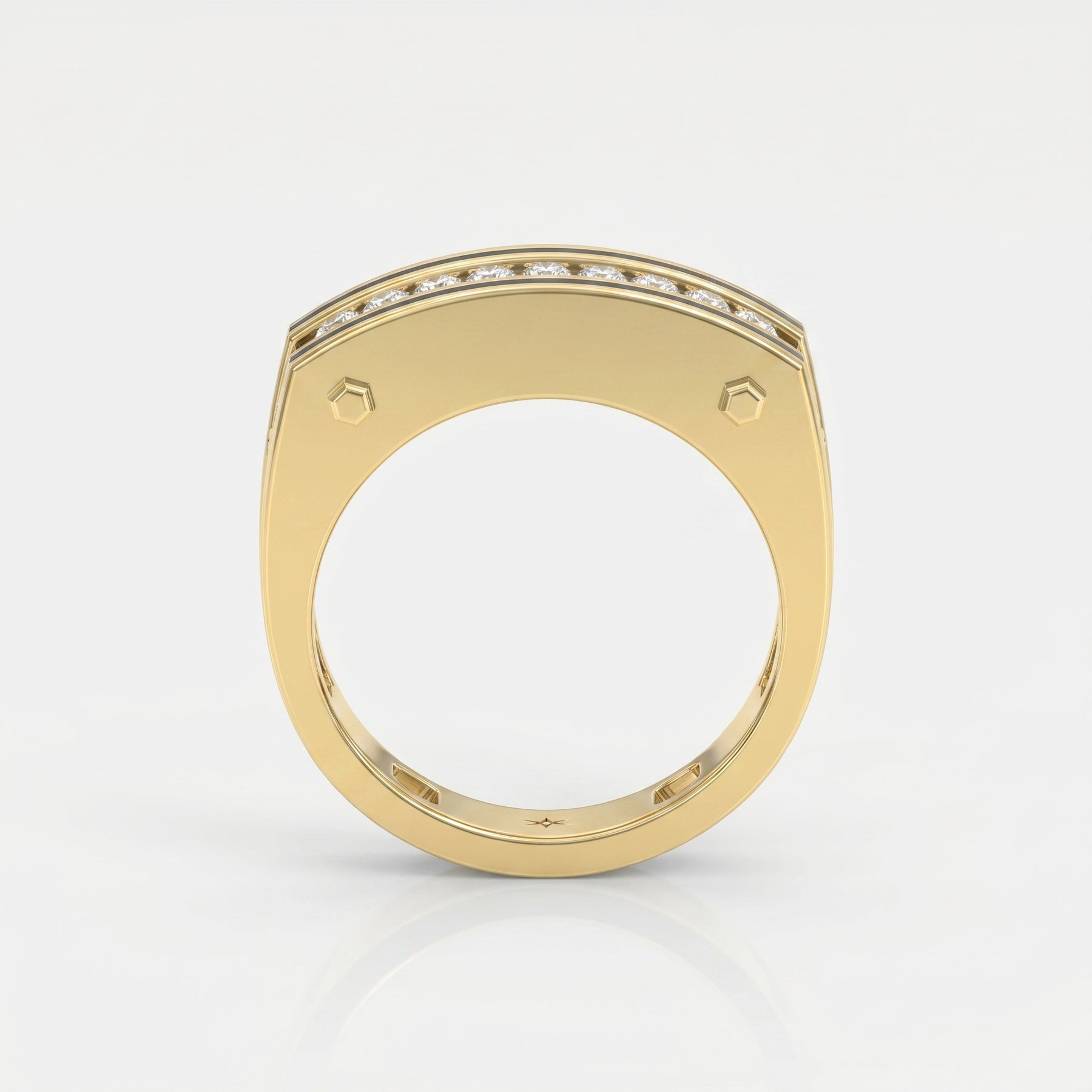 Round Diamond Onyx Channel Men's Ring