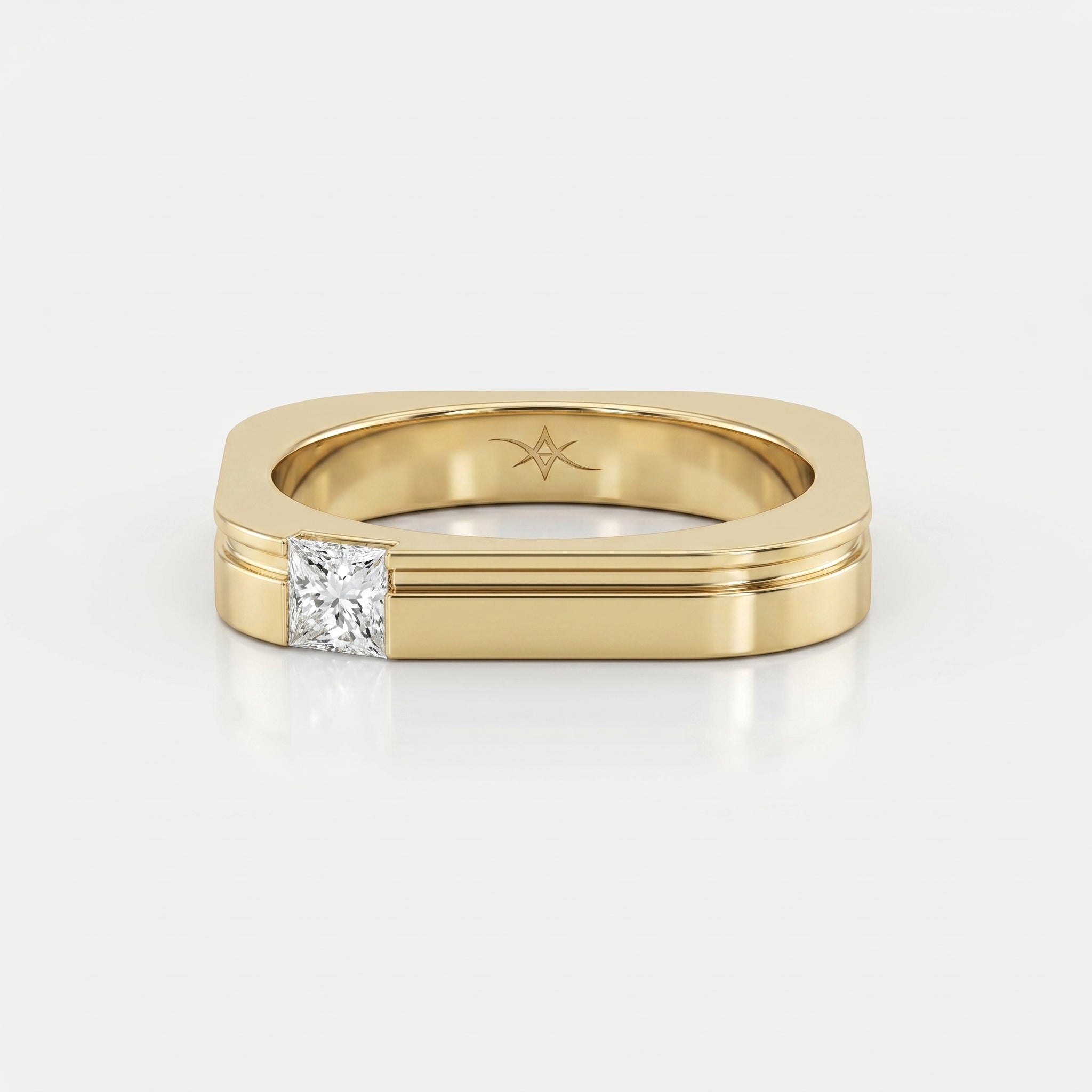 Square Ring for Men Masculine Brilliance diamond Band