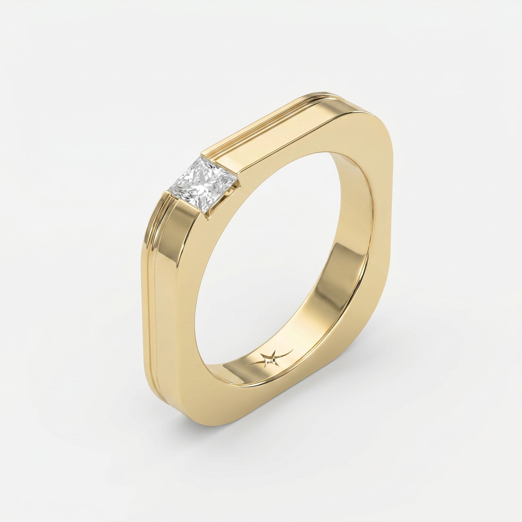 Square Ring for Men Masculine Brilliance diamond Band