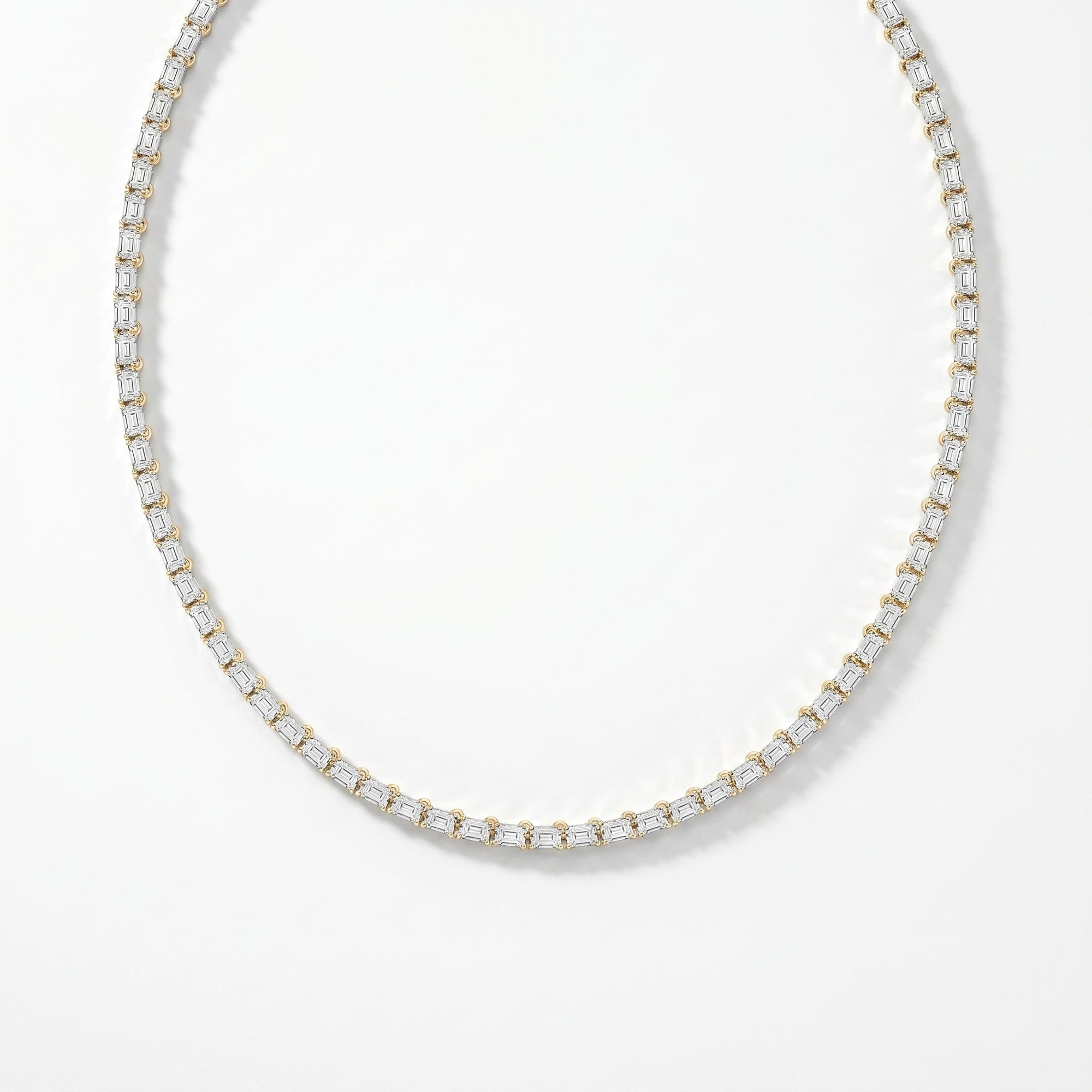 Elevate Elegance Emerald Cut Diamond Tennis Necklace