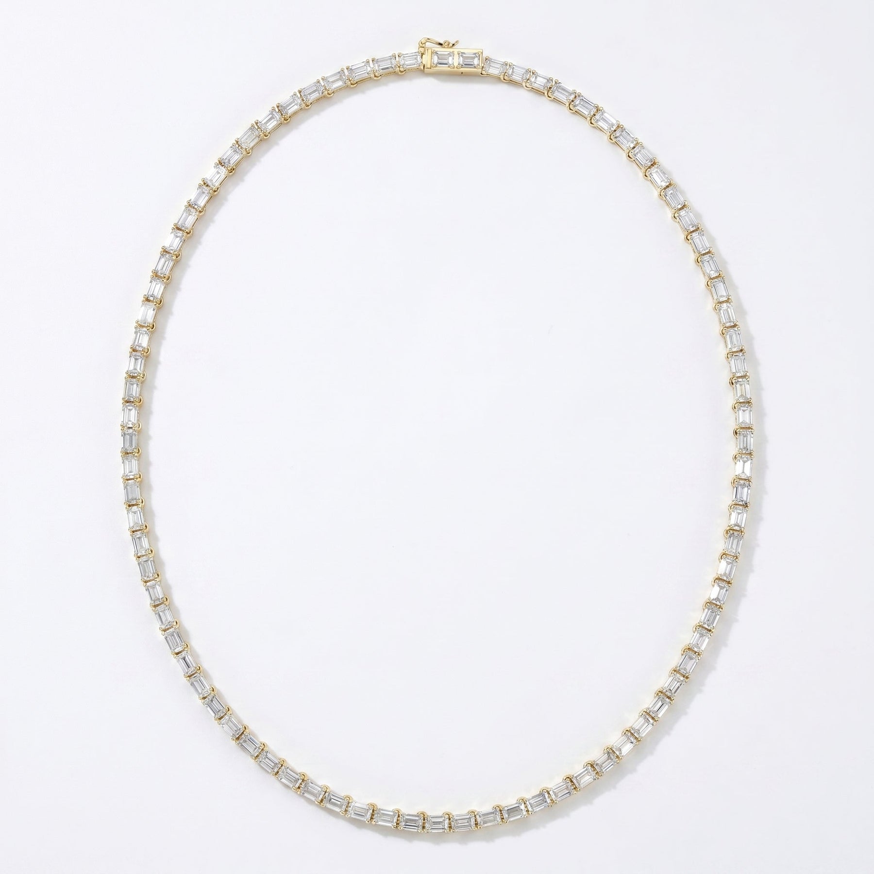 Elevate Elegance Emerald Cut Diamond Tennis Necklace