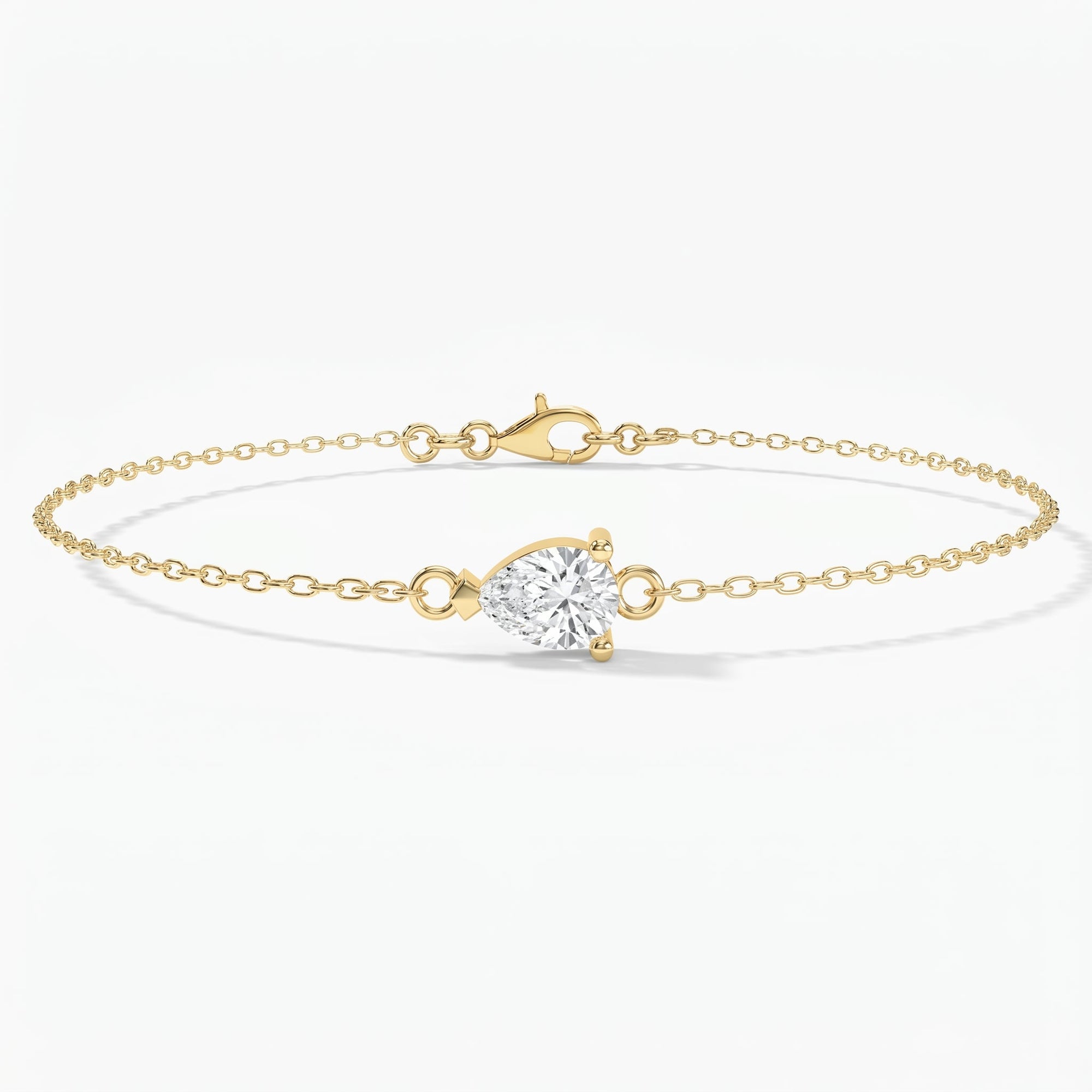 Pear Diamond Solitaire Chain Bracelet