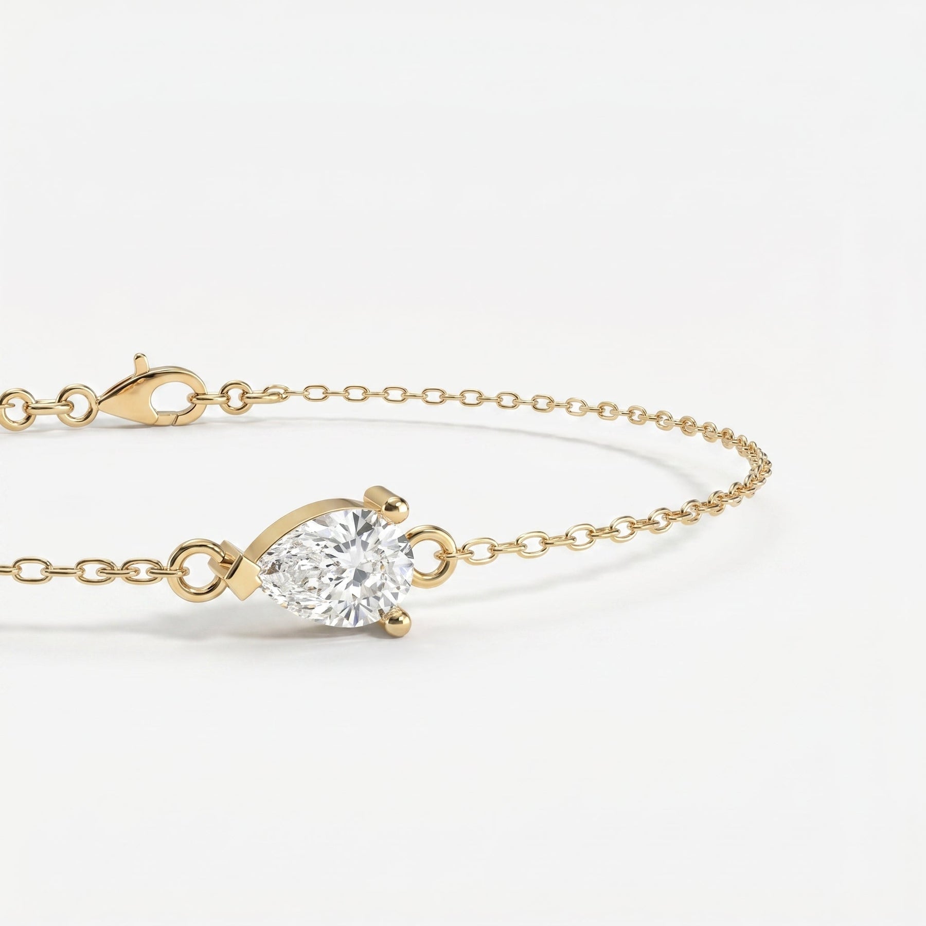 Pear Diamond Solitaire Chain Bracelet