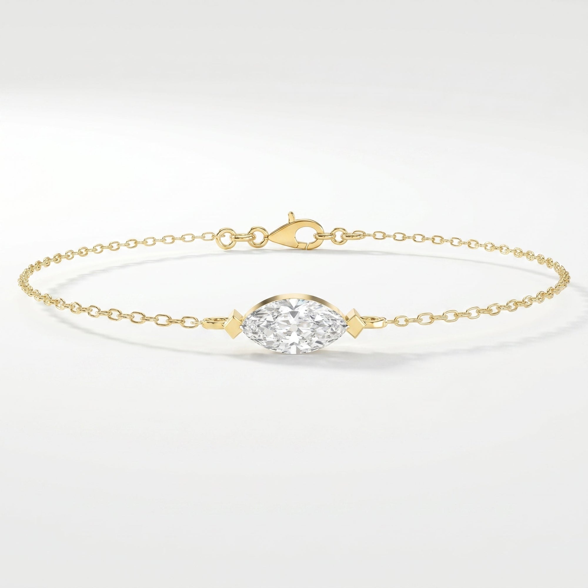 Elegant Marquise Diamond Solitaire Chain Bracelet