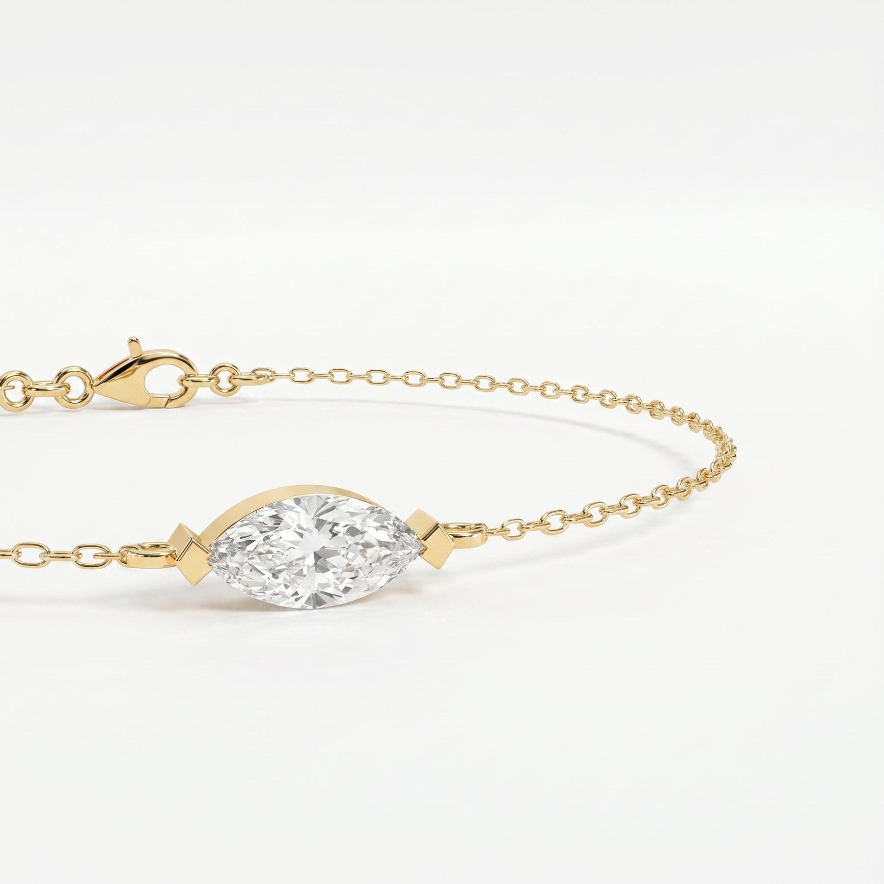 Elegant Marquise Diamond Solitaire Chain Bracelet