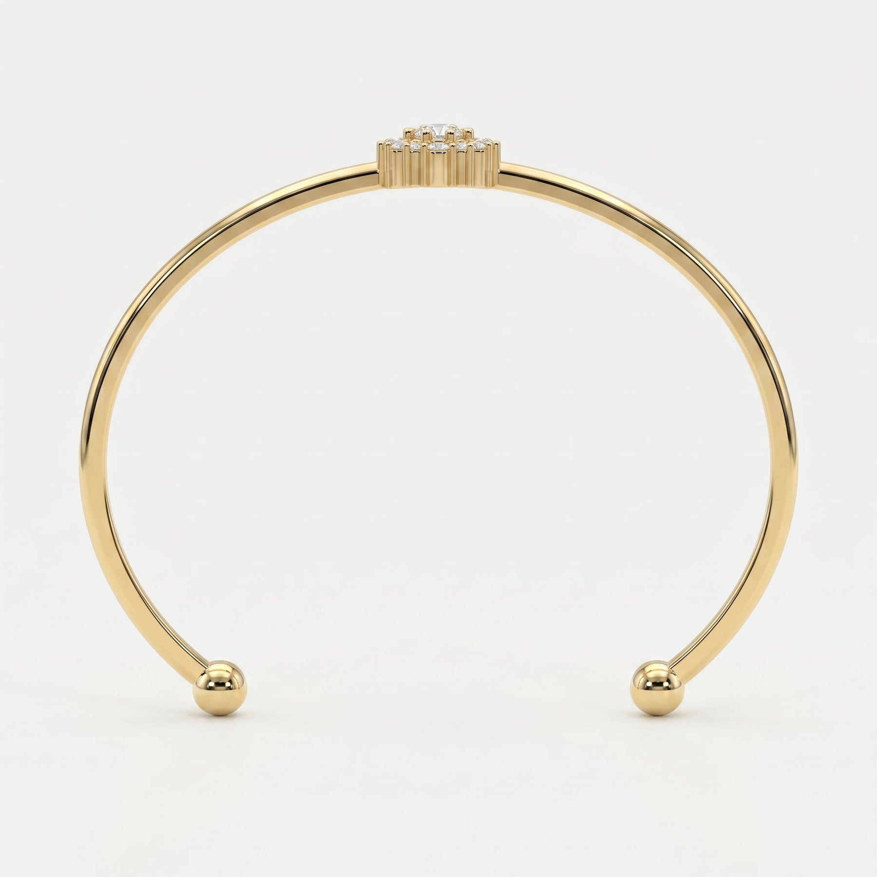 Floral Diamond Cluster Open Cuff Bracelet