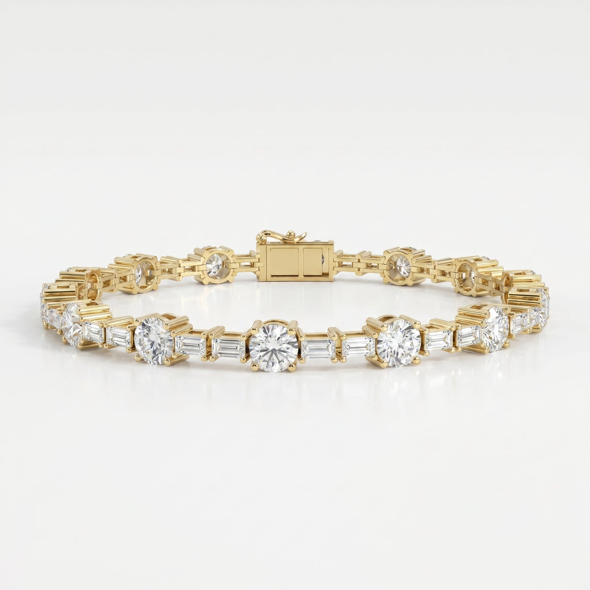 Round & Baguette Diamond Tennis Bracelet