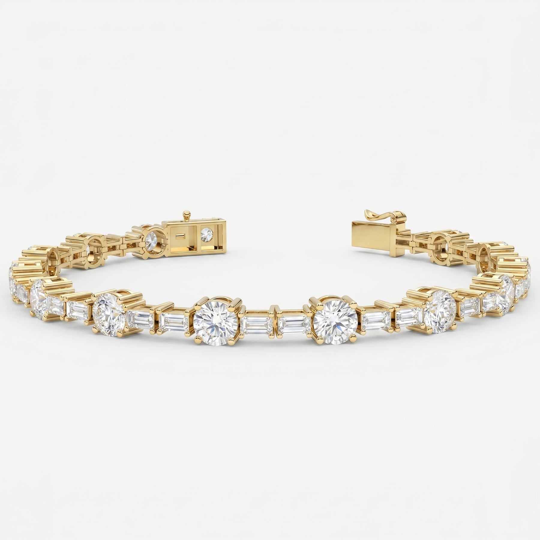 Round & Baguette Diamond Tennis Bracelet