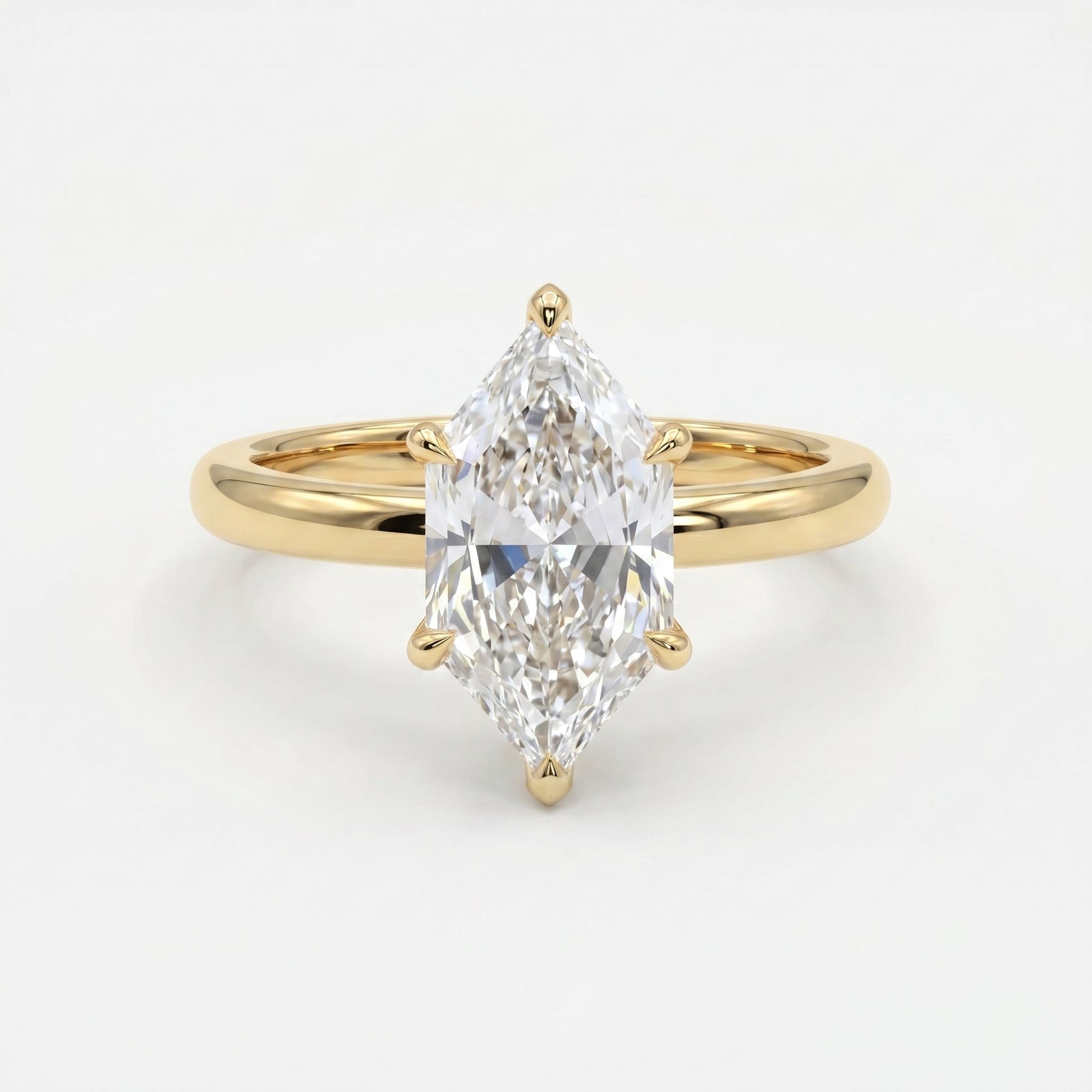 Dutch Marquise Cut Hidden Halo Round Diamond Engagement Ring