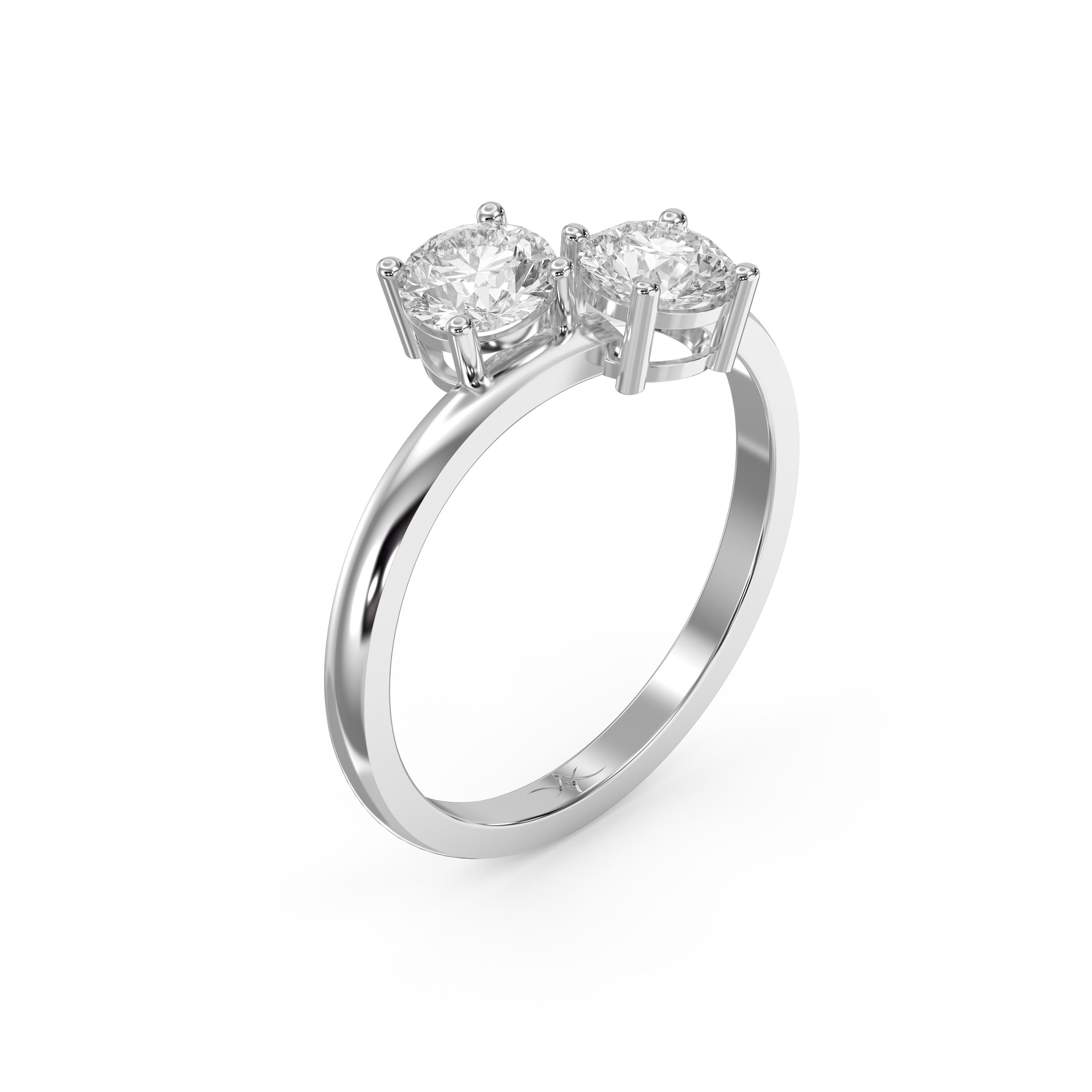 Modern Toi Et Moi Fashion Ring – Minimal Two Stone Round Ring