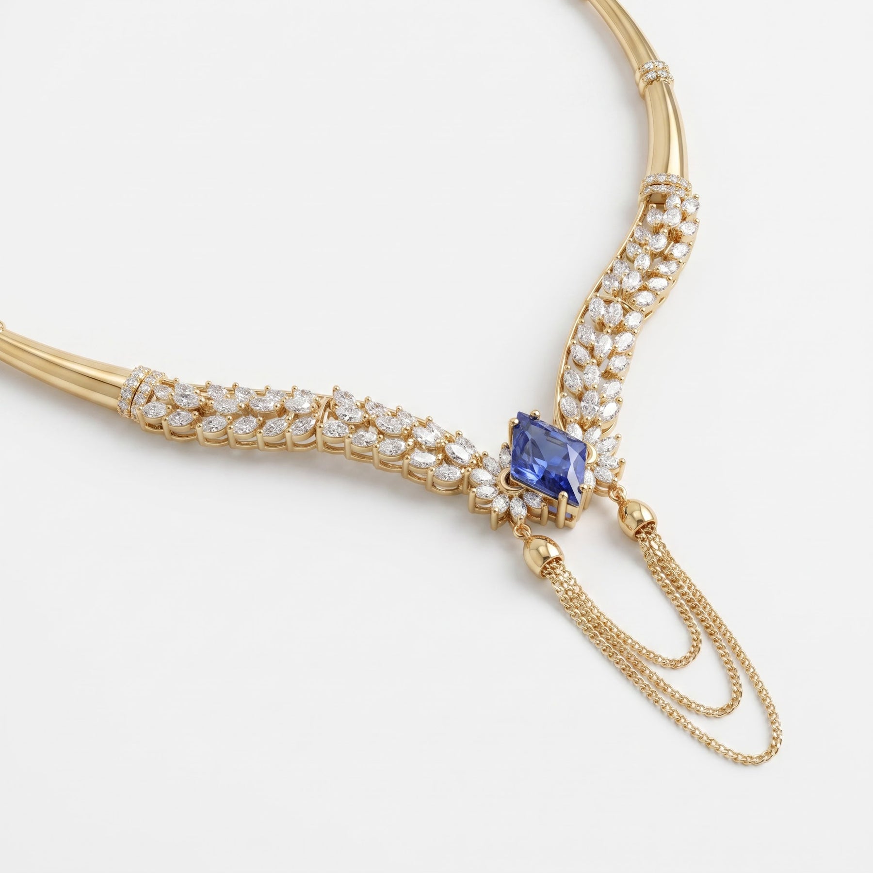 Blue Sapphire & Diamond Necklace