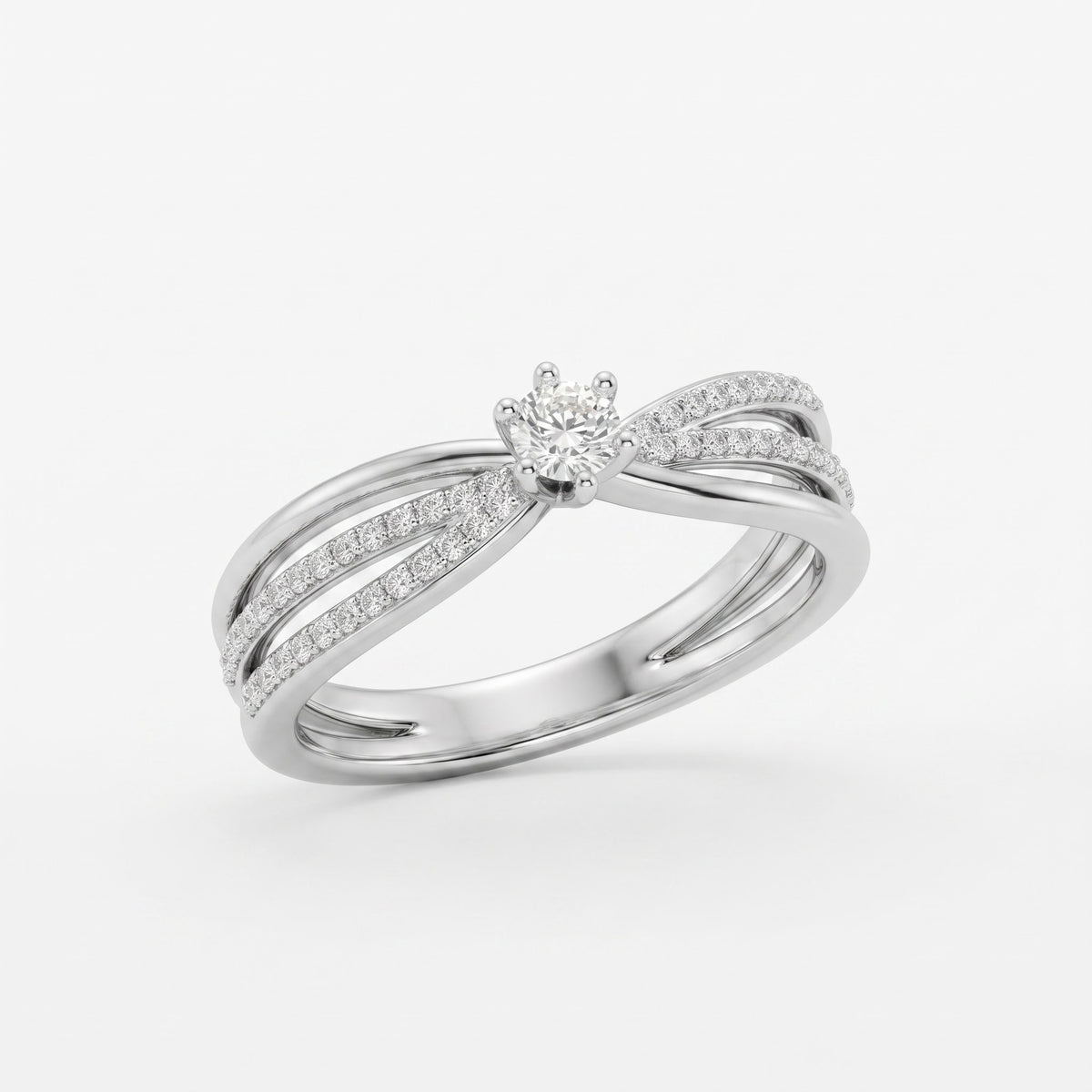 Round Cut Diamond Split Shank Ring