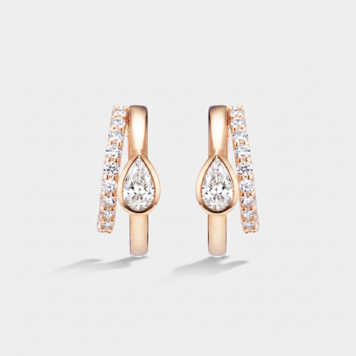 Pear Shape Diamond Huggie Hoop Earrings