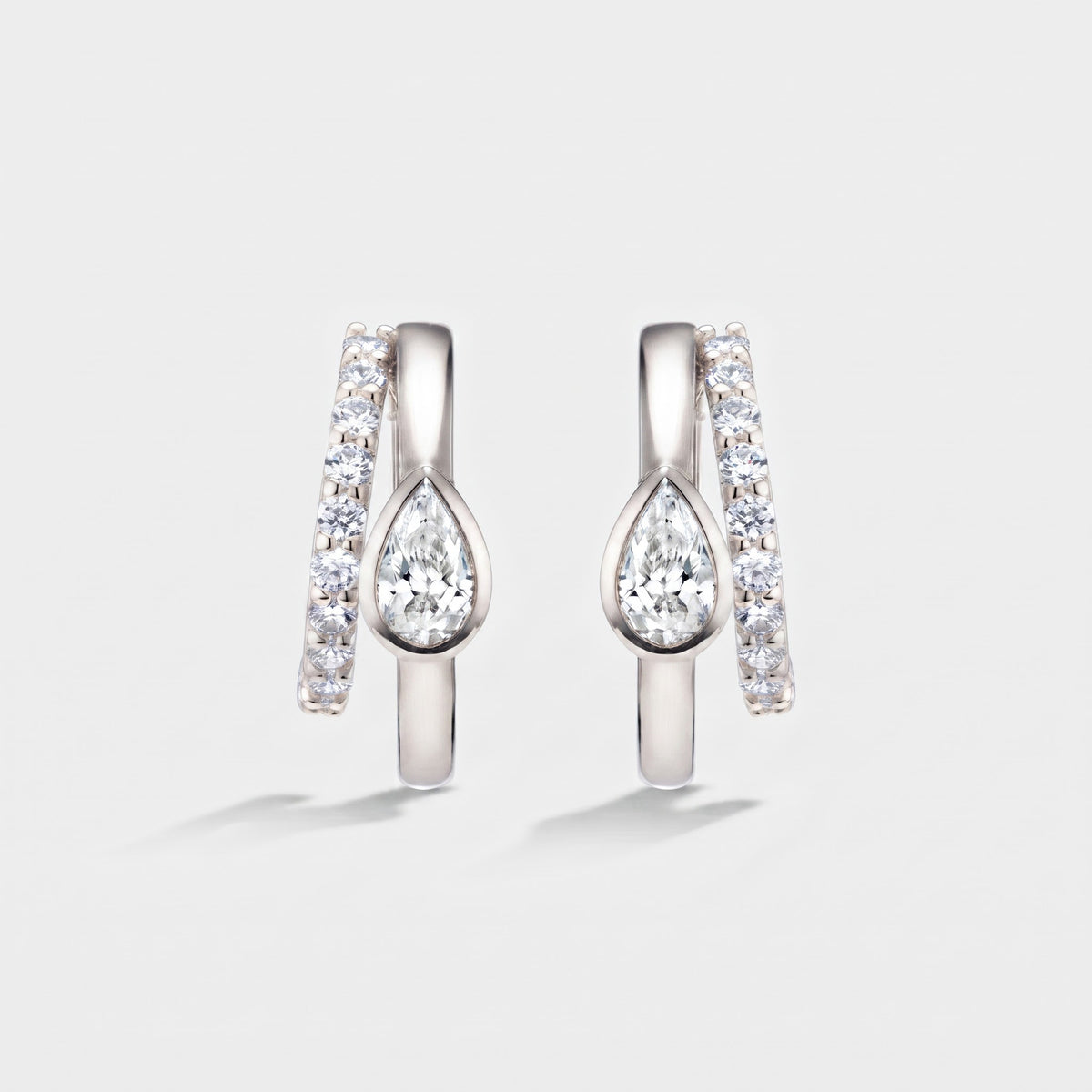Pear Shape Diamond Huggie Hoop Earrings