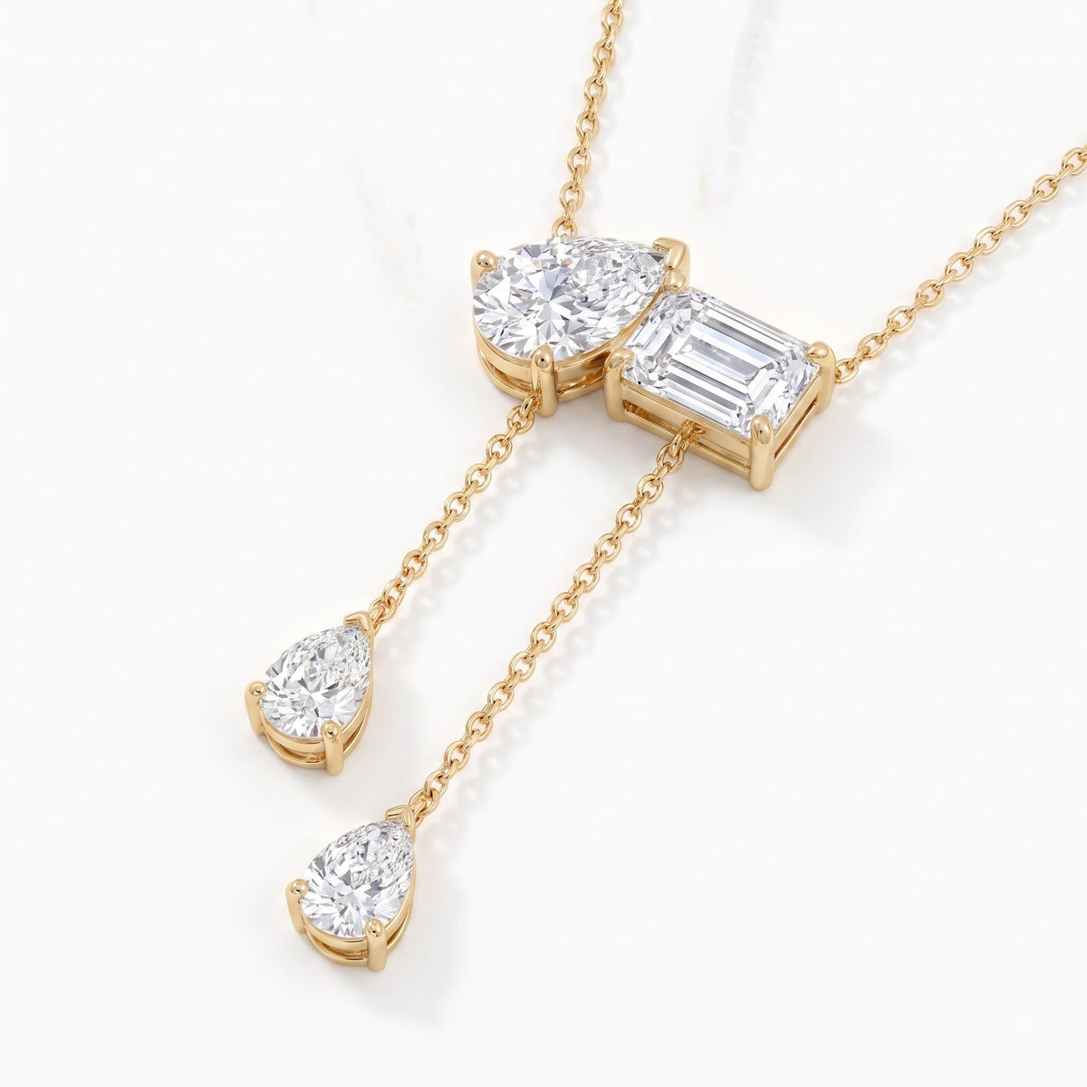 Pear & Emerald Cut Diamond Necklace