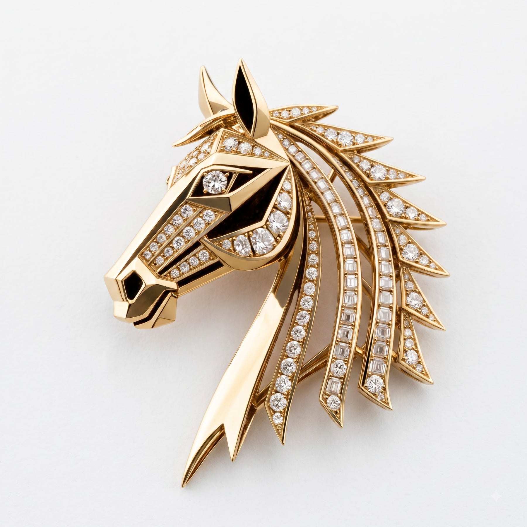 Luxury Diamond Horse Head Brooch / Lapel Pin