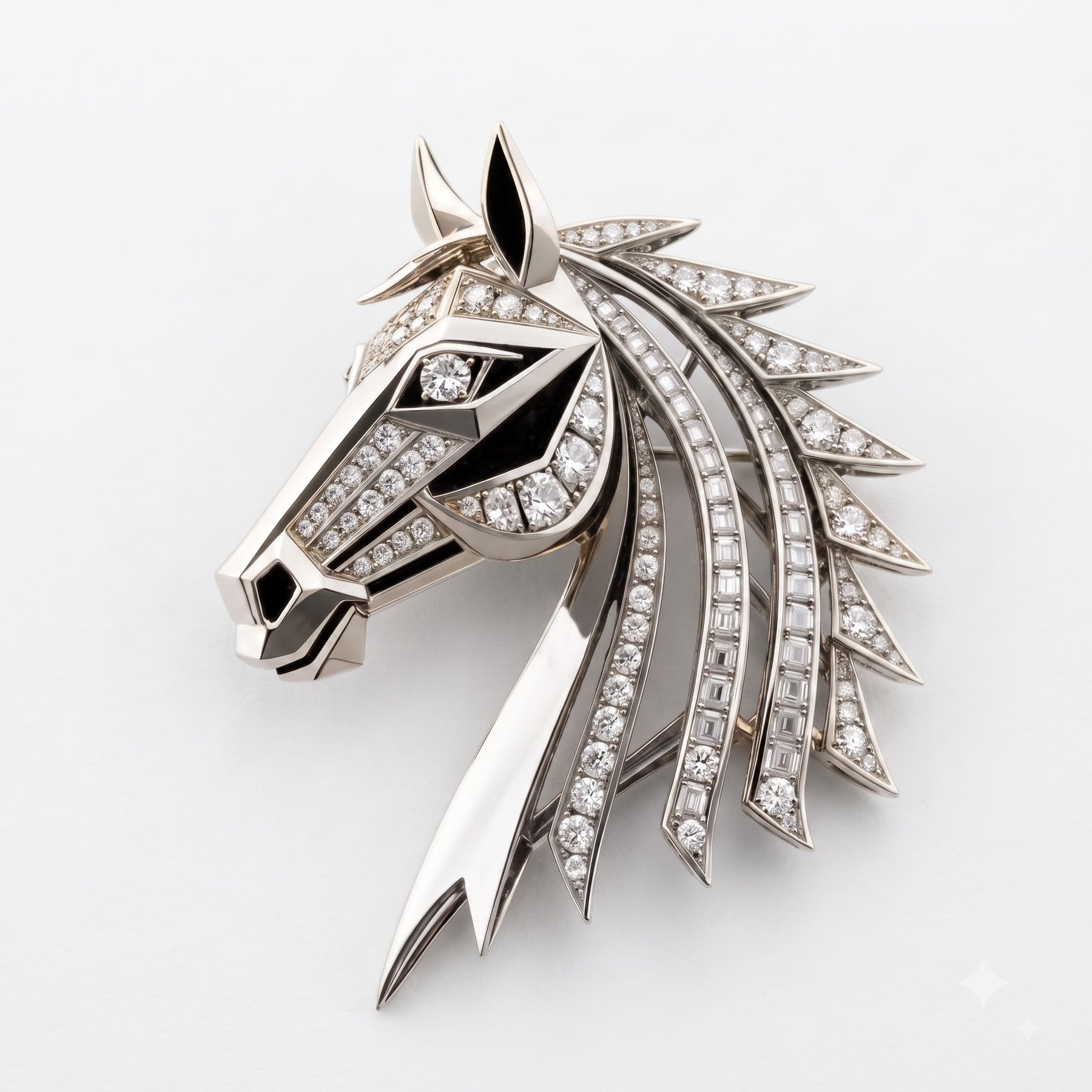 Luxury Diamond Horse Head Brooch / Lapel Pin