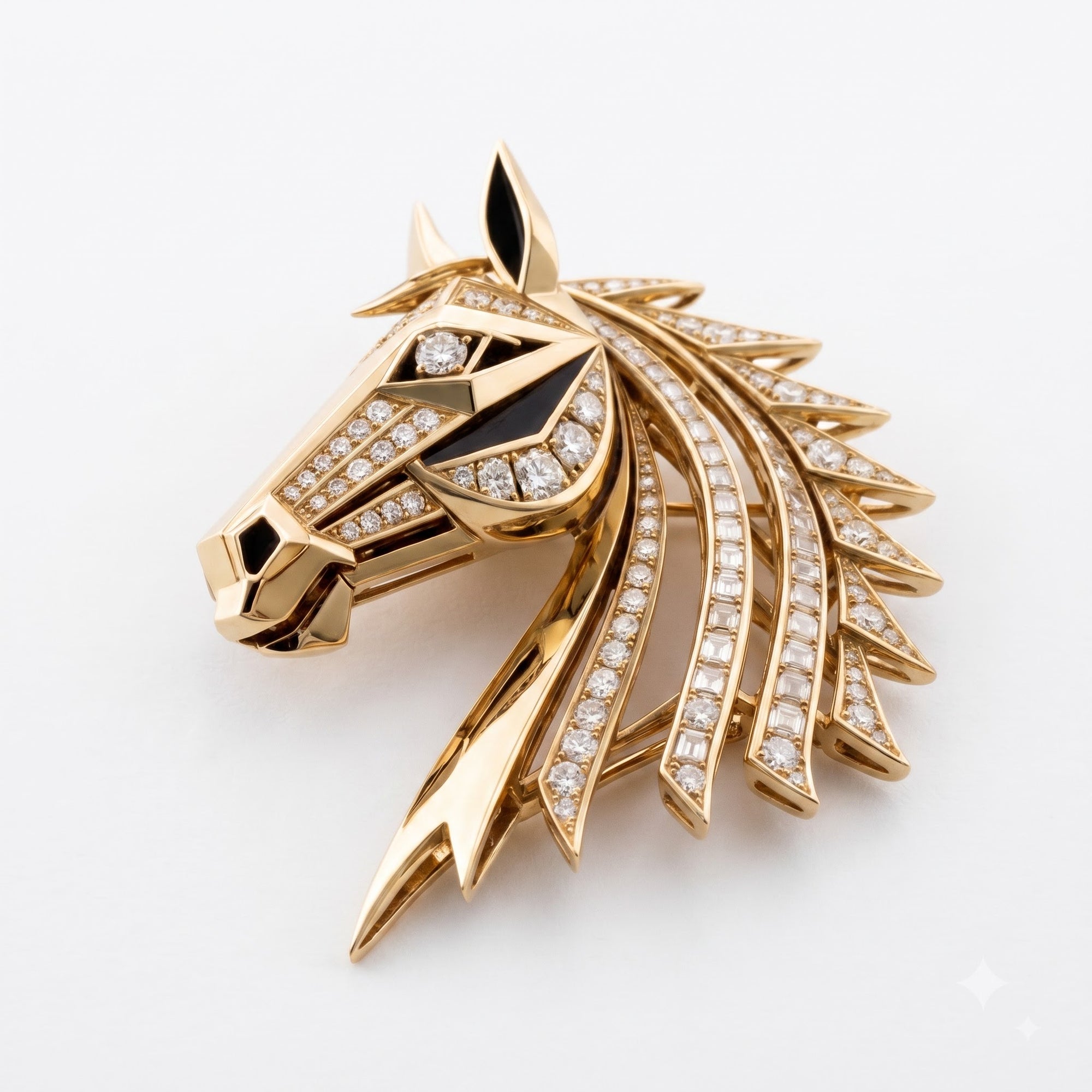 Luxury Diamond Horse Head Brooch / Lapel Pin