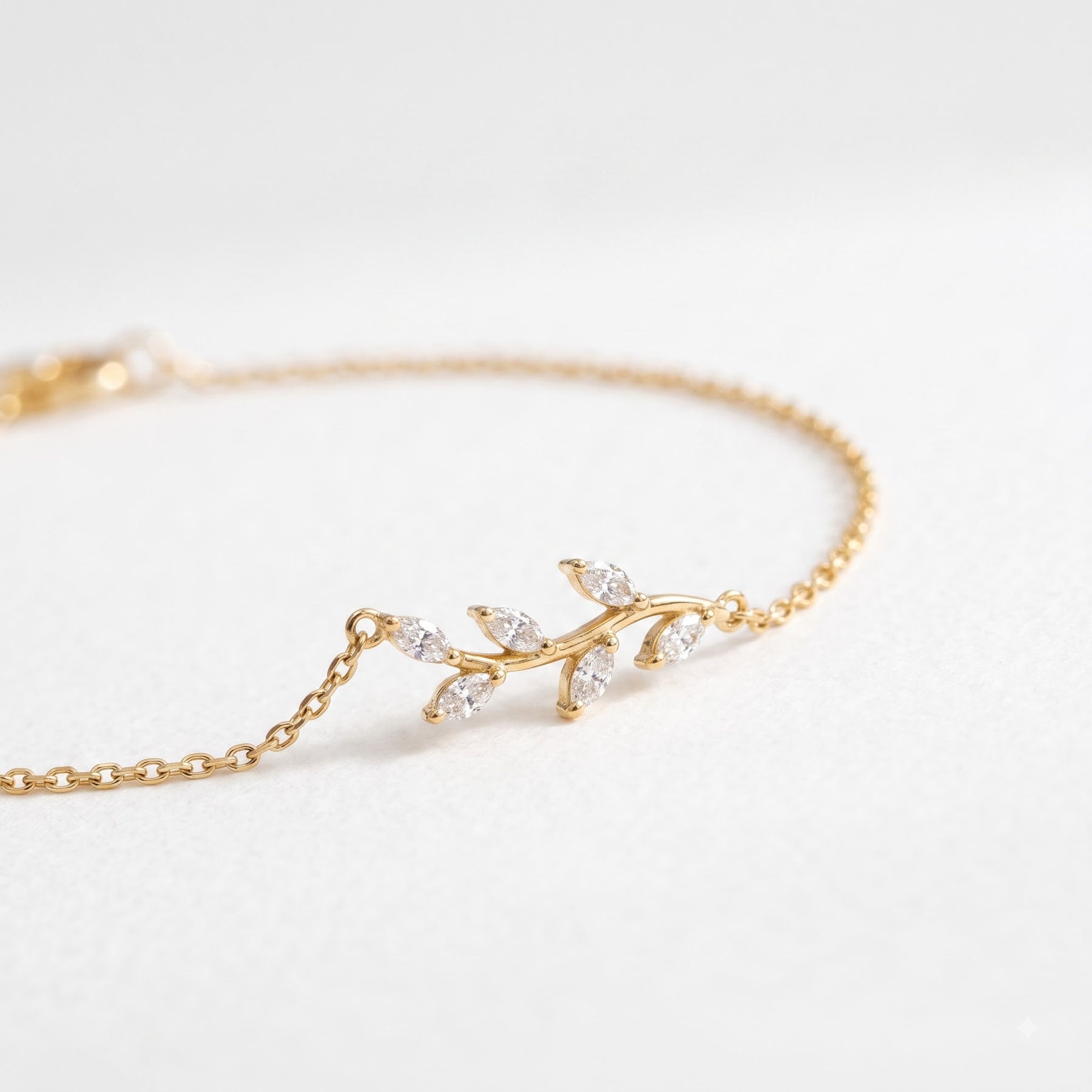 delicate botanical diamond anklet