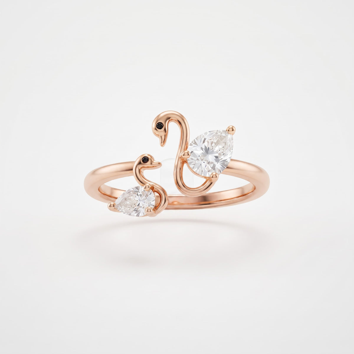Two Swan Toi et Moi Ring,Pear Cut Lab Grown Diamond Swan Ring