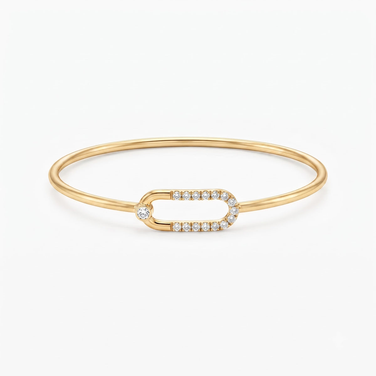 Round Diamond Bangle Bracelet | Pave Diamond Open Link Bangle