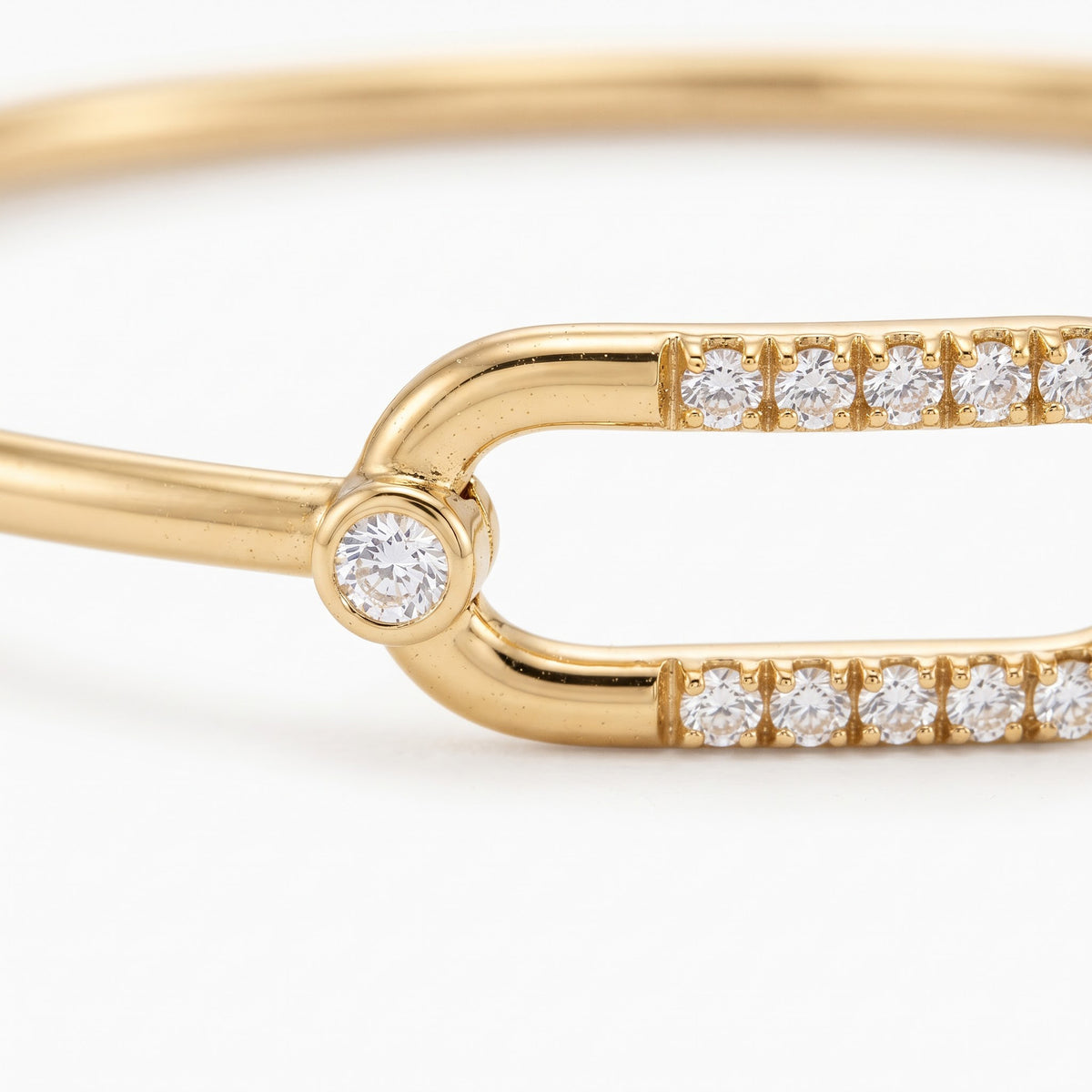 Round Diamond Bangle Bracelet | Pave Diamond Open Link Bangle