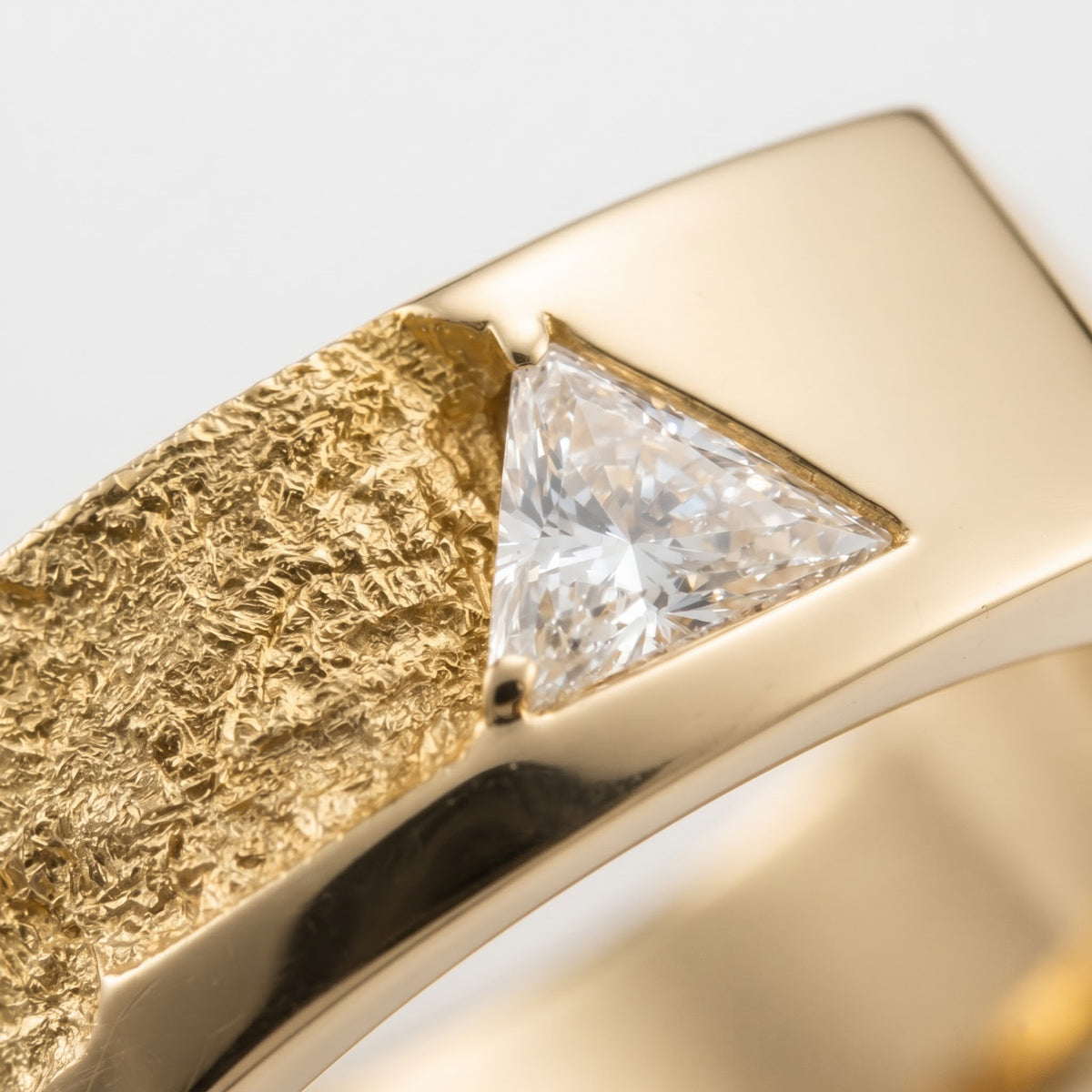 Trillion Cut Diamond , Modern Textured Statement  Band