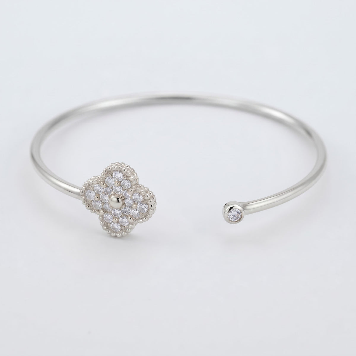 Round Diamond Clover Cuff Bracelet | Vintage Inspired Luxury Jewelry
