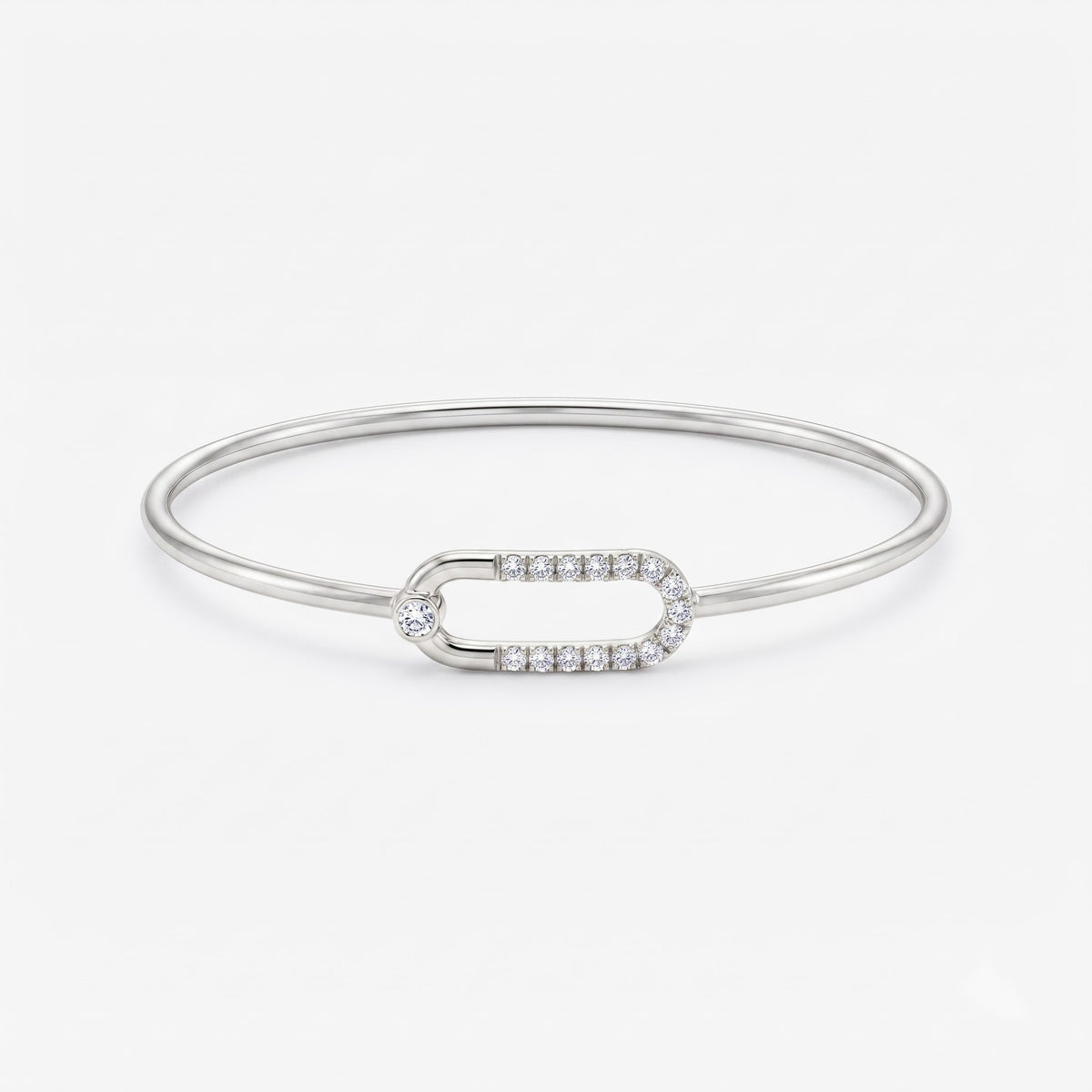 Round Diamond Bangle Bracelet | Pave Diamond Open Link Bangle