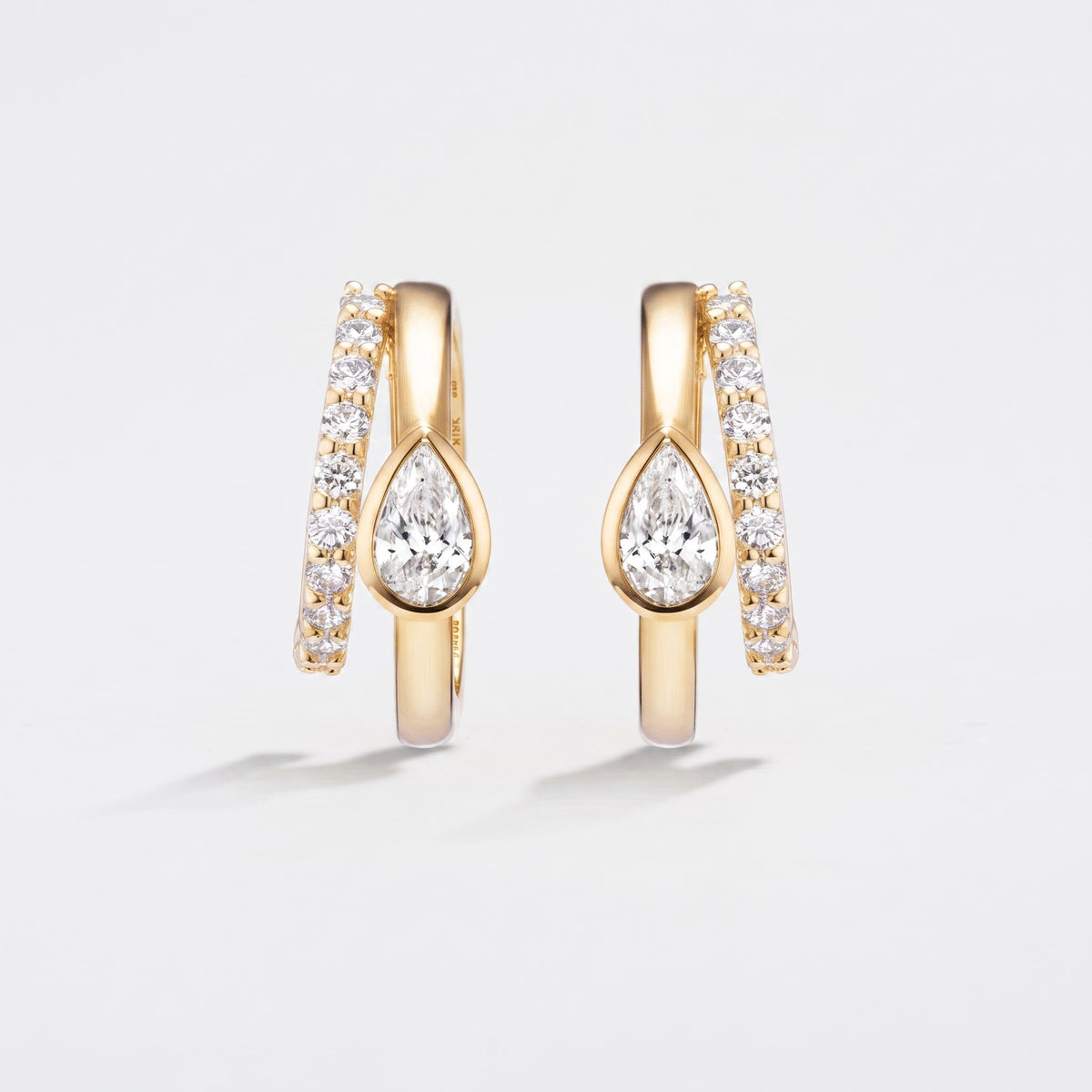 Pear Shape Diamond Huggie Hoop Earrings