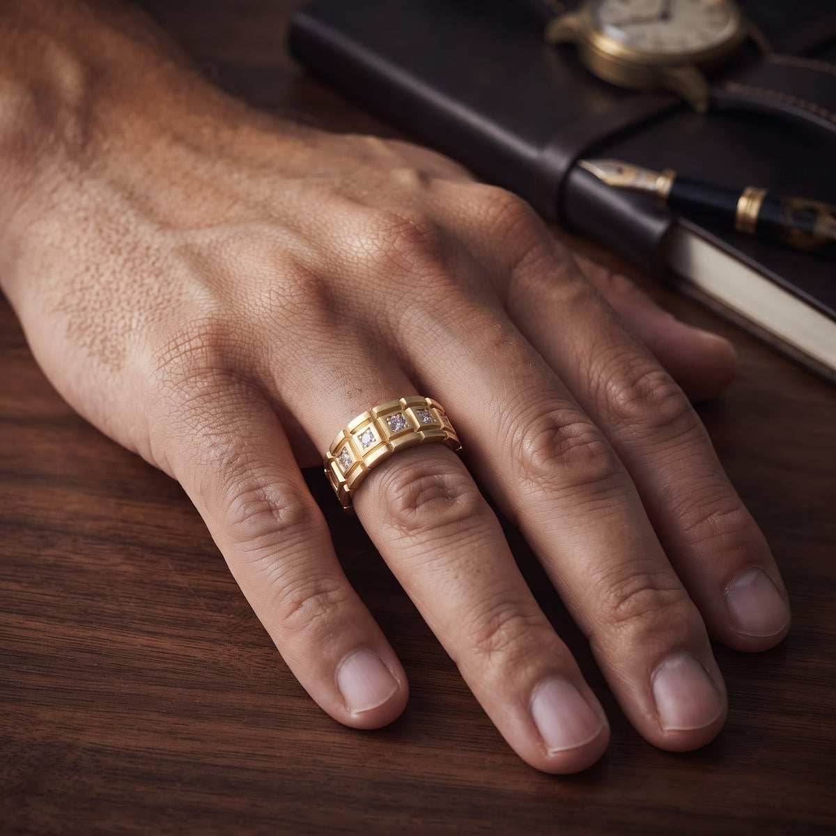Round Brilliant Diamond Wide Band Ring