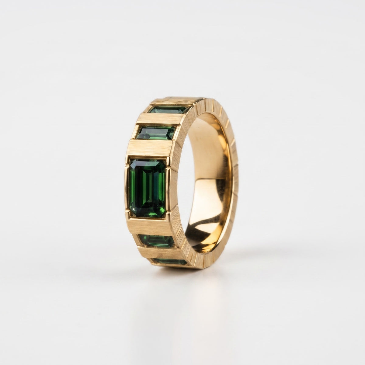 Emerald-Cut Green Gemstone Ring | Geometric Luxury Cocktail Ring