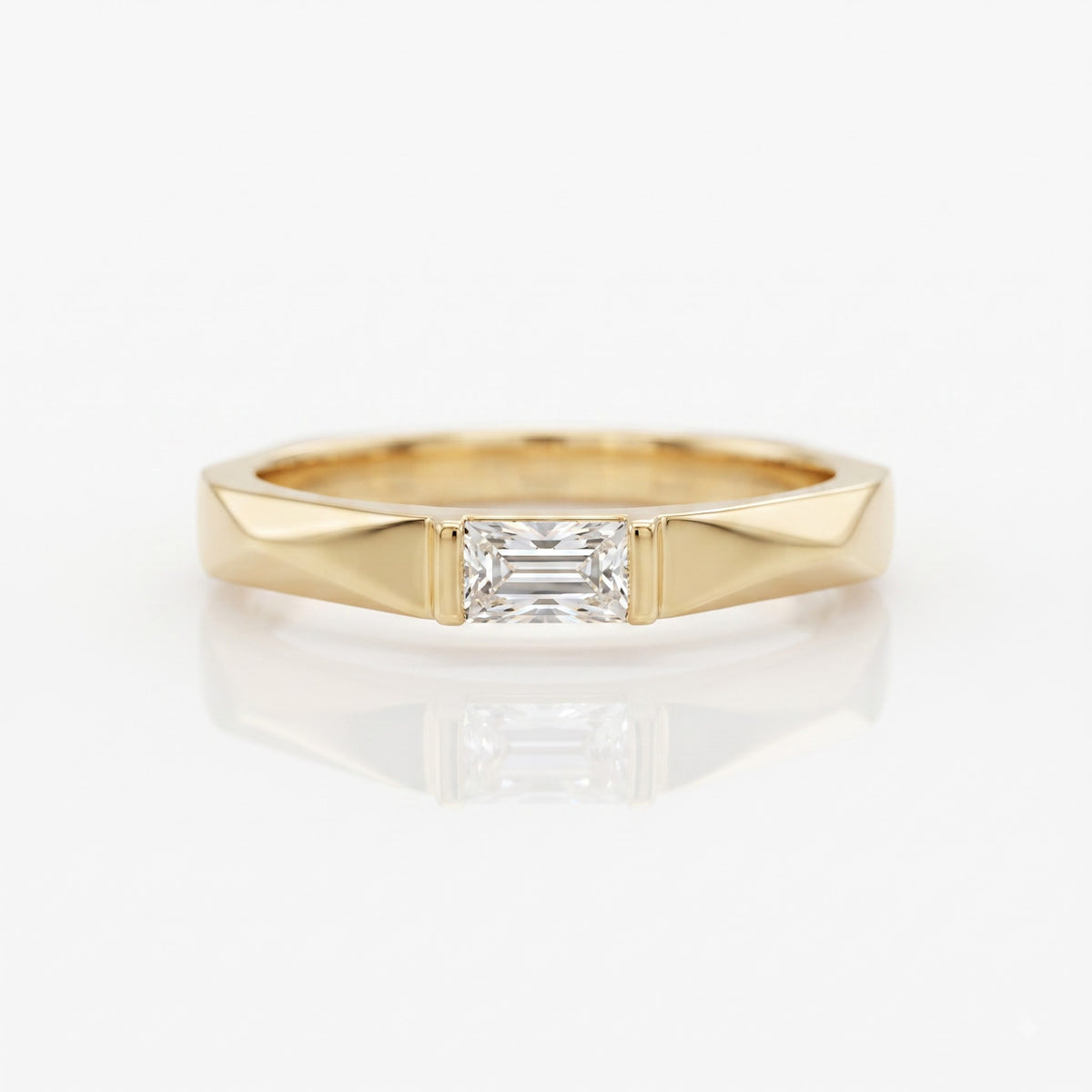 Emerald Cut Diamond Ring | Modern Minimalist Engagement Ring