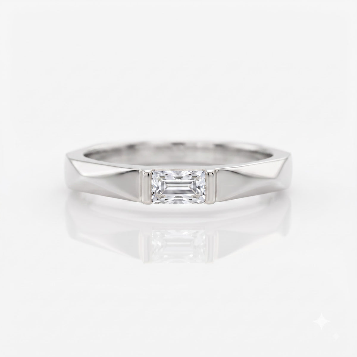 Emerald Cut Diamond Ring | Modern Minimalist Engagement Ring