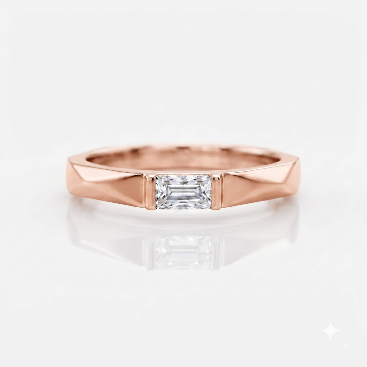 Emerald Cut Diamond Ring | Modern Minimalist Engagement Ring