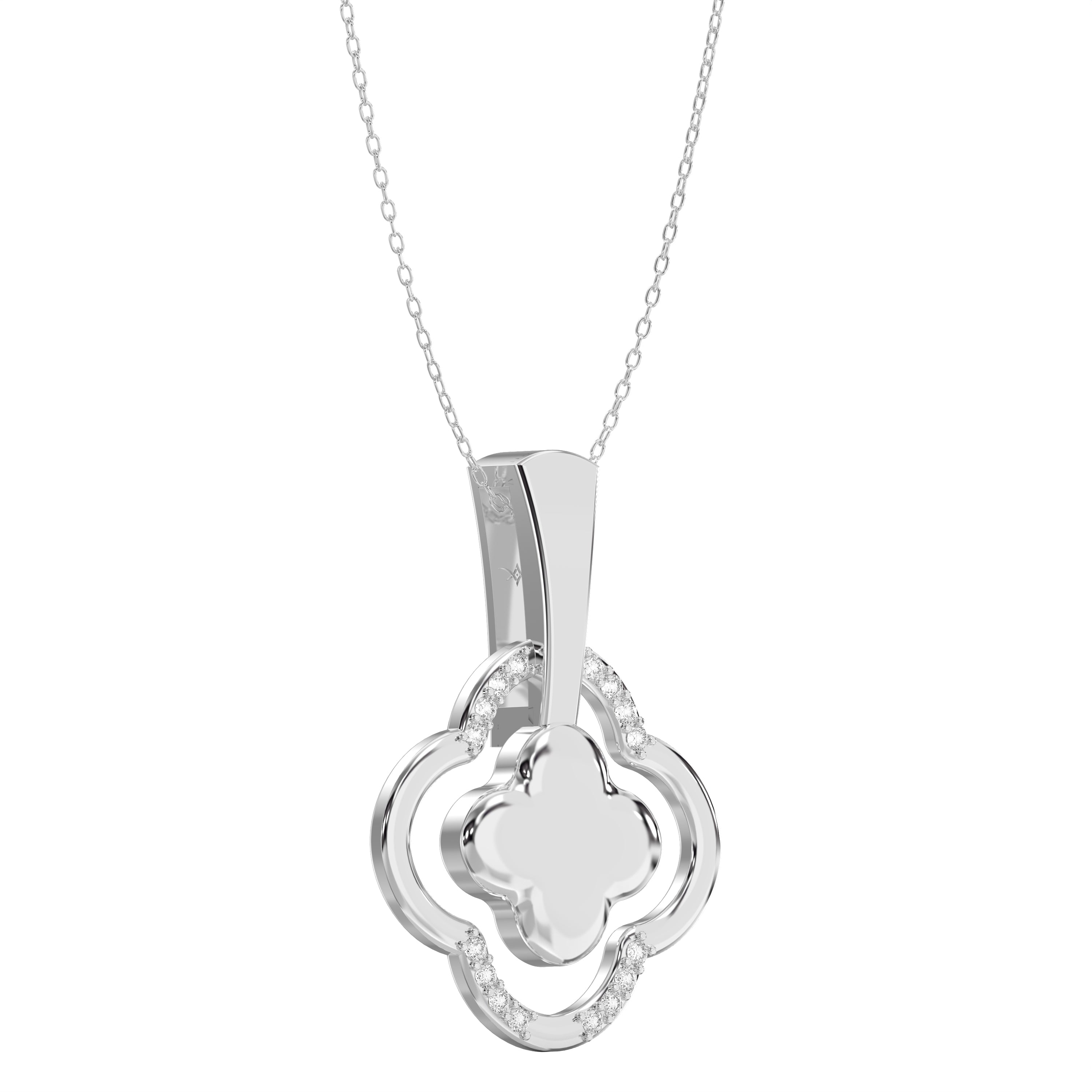 Morden Clover Inspired  Pendant Pave Setting