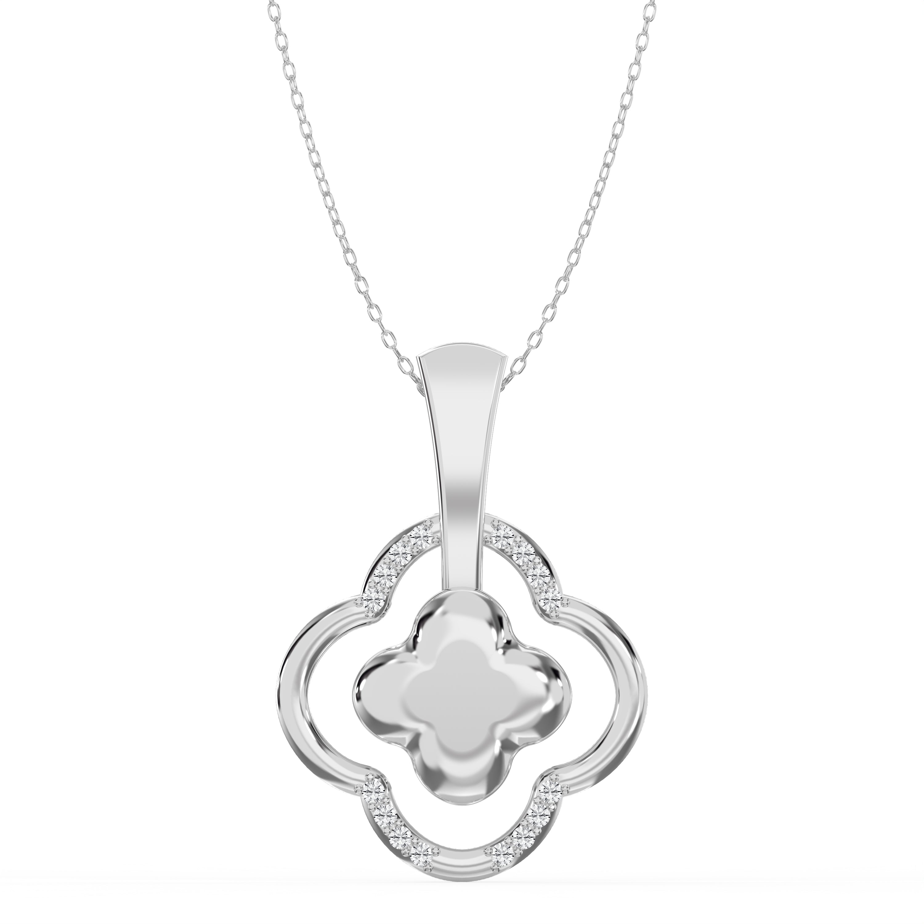 Morden Clover Inspired  Pendant Pave Setting