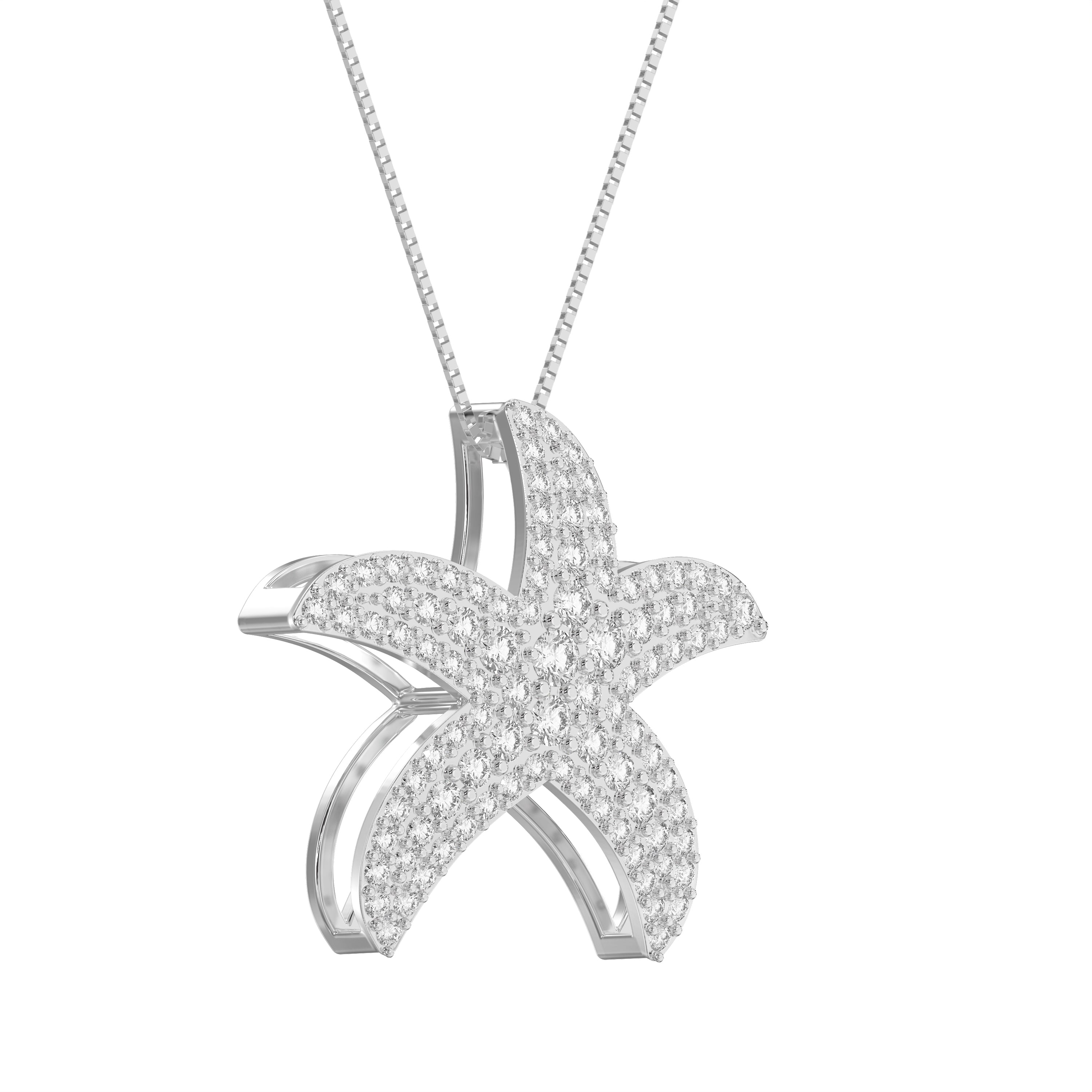 Luxury Starfish Shape Pendant with  Pavé Setting
