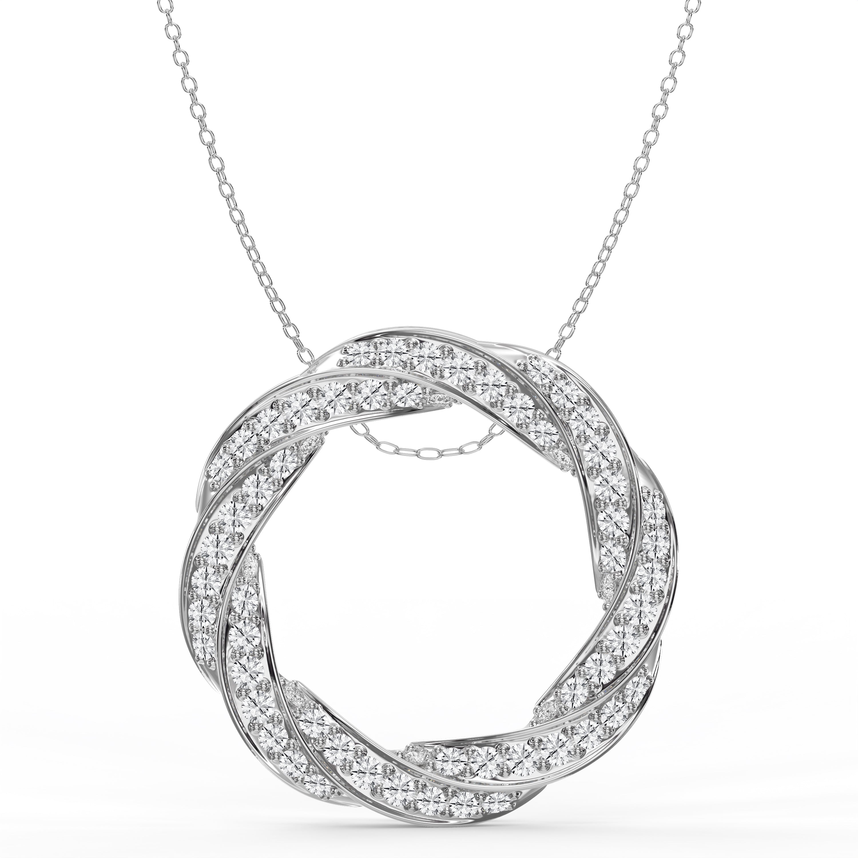 Luxury Intertwined Circle Pendant cubic zirconia with Pavé Setting