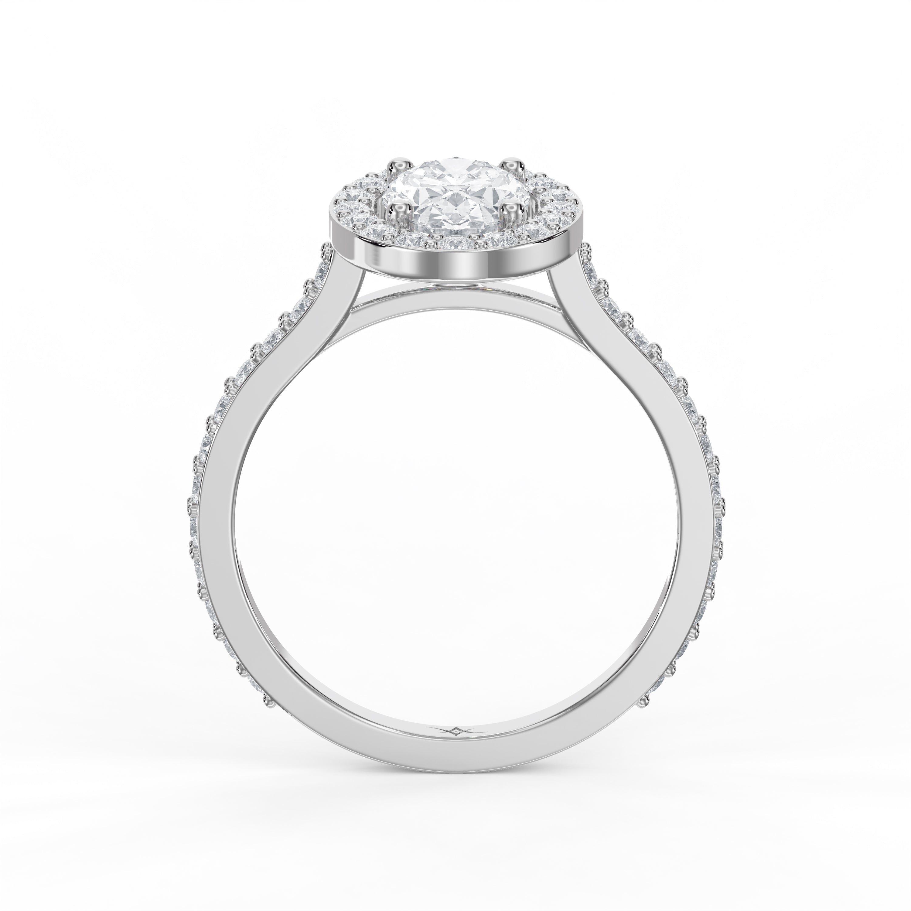 Elegant Luxury Oval cubic zirconia Halo Engagement  Ring with Pave Ring