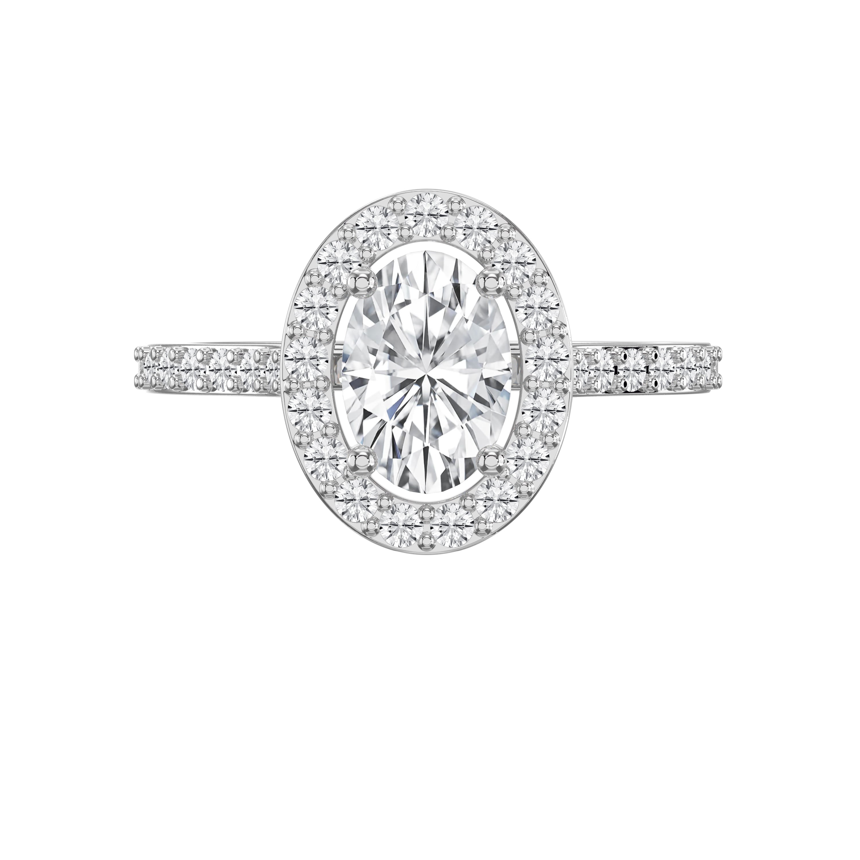 Elegant Luxury Oval cubic zirconia Halo Engagement  Ring with Pave Ring