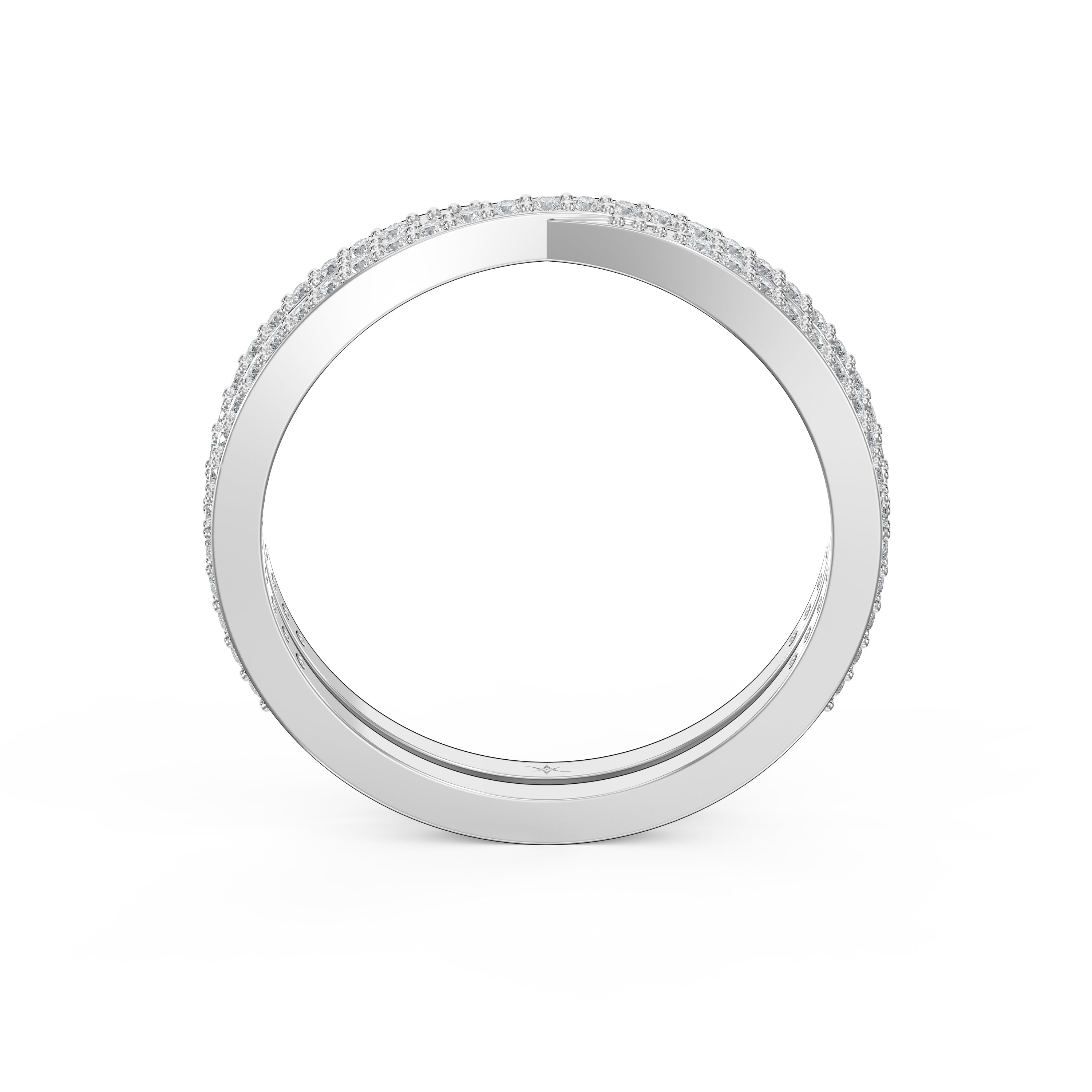 Luxury Crossover Pave Double Row Round cubic zirconia Wedding Band