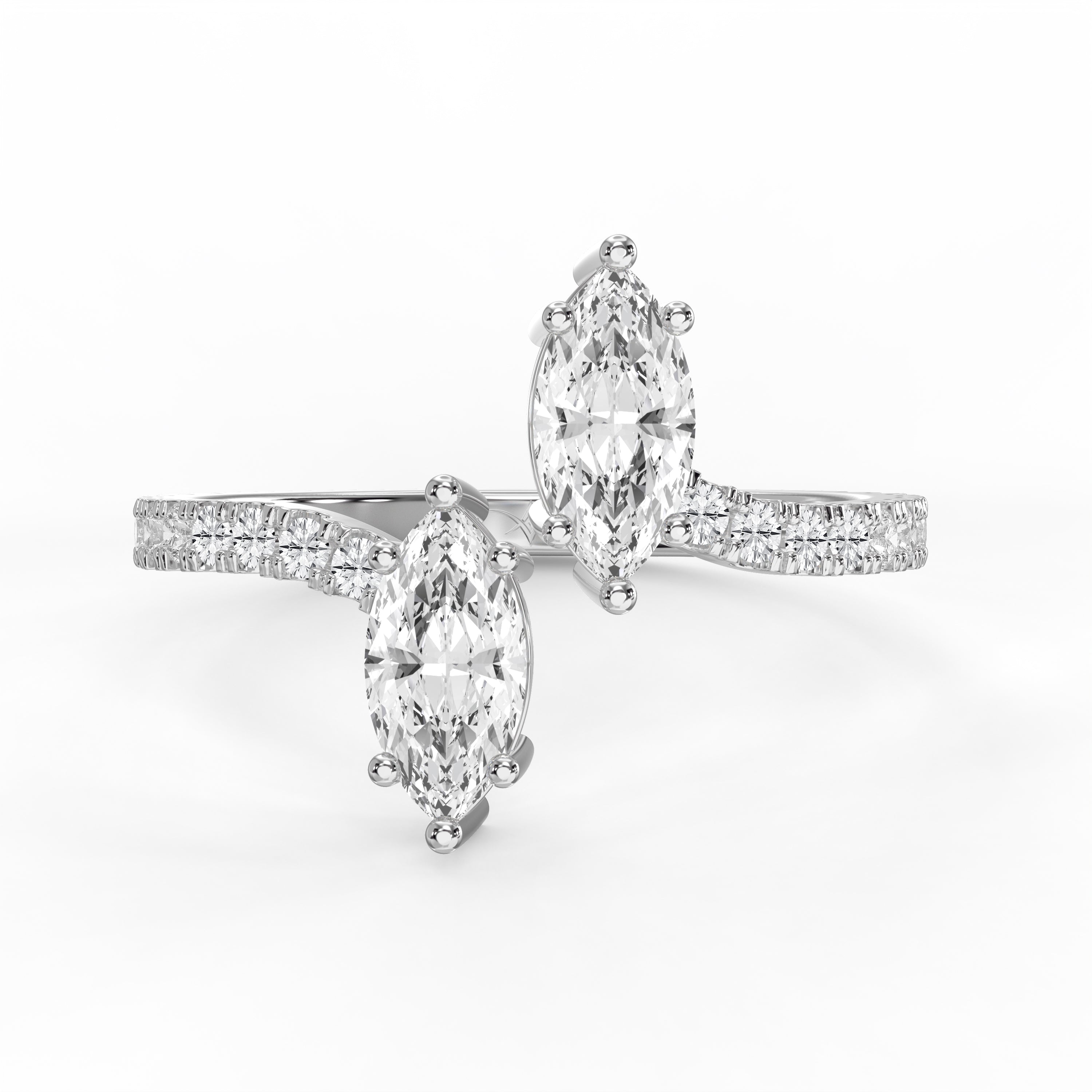 Luxury elegant Marquise  Baypass Ring With Pave Design Ring