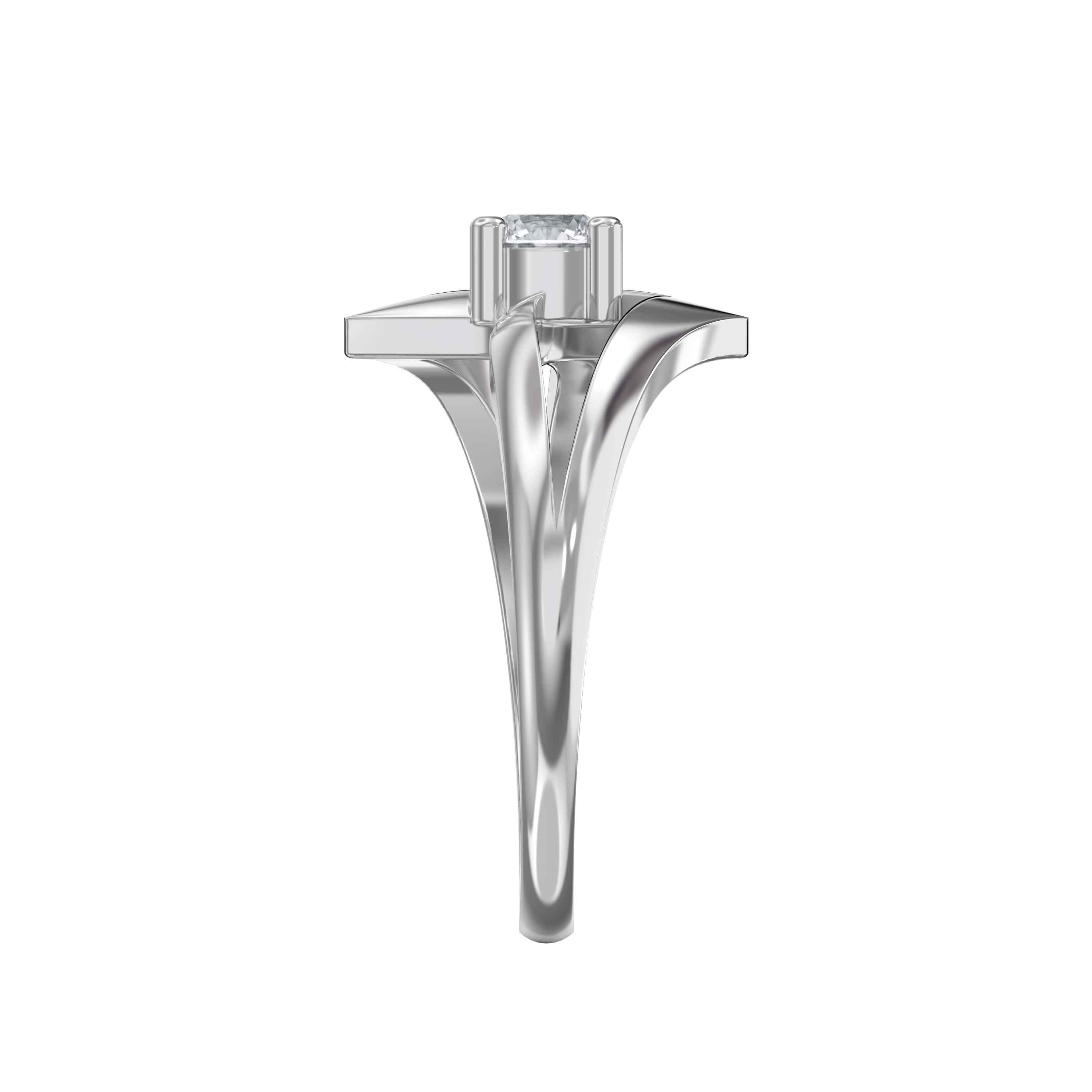 Modern Geometric Solitaire Diamond Ring – Minimal Angular Contemporary Design